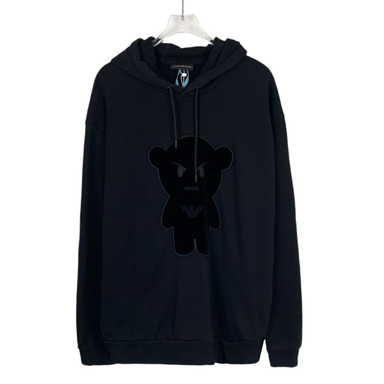 Emporio Armani Emporio Armani Black Hoodie Sweatshirt W/ Little Monster Vel Size L / US 10 / IT 46 - 1 Thumbnail