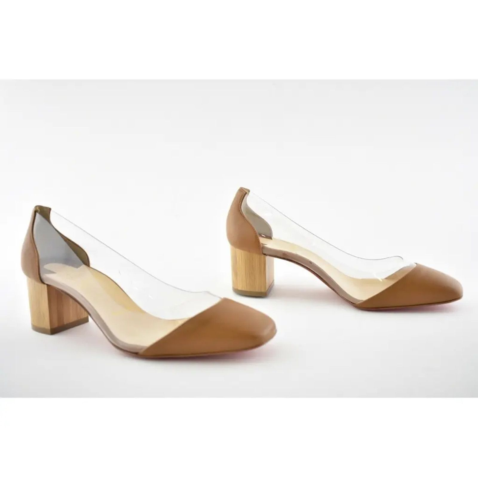 Christian Louboutin Christian Louboutin Grandola 55 Brown Leather PVC Bois Size US 7 / IT 37 - 4 Thumbnail