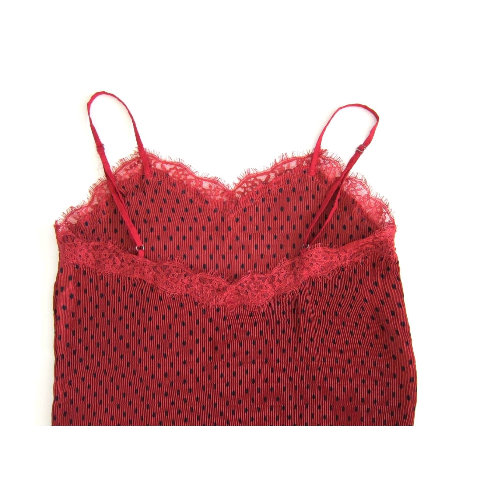 Free People Free People Lingerie Dress Polka Dot Red Spaghetti Strap Ruched Midi Dress Size 4 Womens Size S / US 4 / IT 40 - 5 Thumbnail
