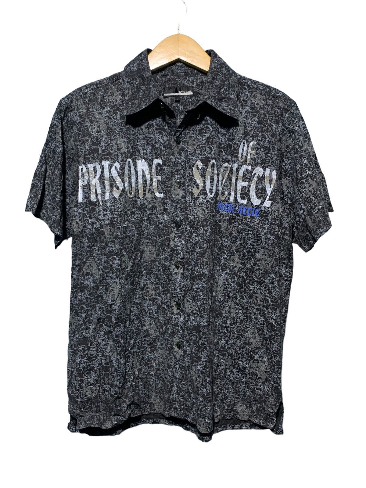 If Six Was Nine × In The Attic × Le Grande Bleu (L.G.B.) Y2k in The Attic skull prisone of society punk style shirt Size US L / EU 52-54 / 3 - 2 Thumbnail