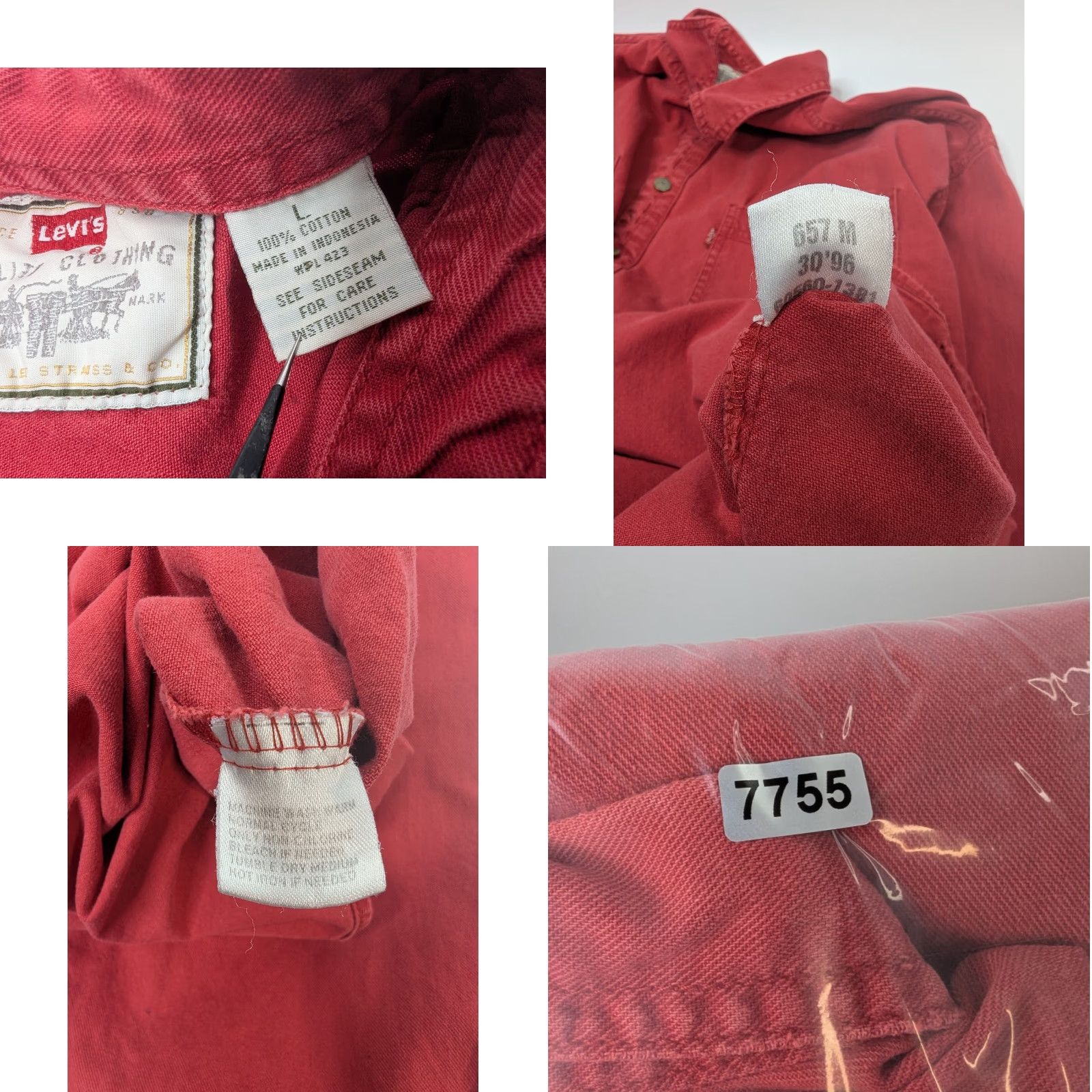 Levi's VINTAGE Levi’s Shirt Button-Up Denim Red 90s Long Sleeve Size L Mens Size US L / EU 52-54 / 3 - 9 Thumbnail
