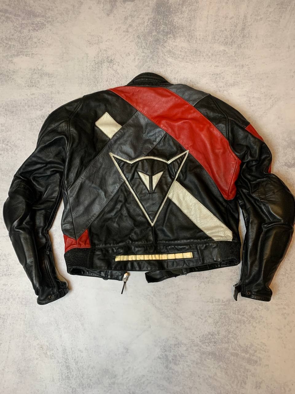 image of Dainese Vintage Italian Leather Moto Jacket in Red, Men's (Size XS)