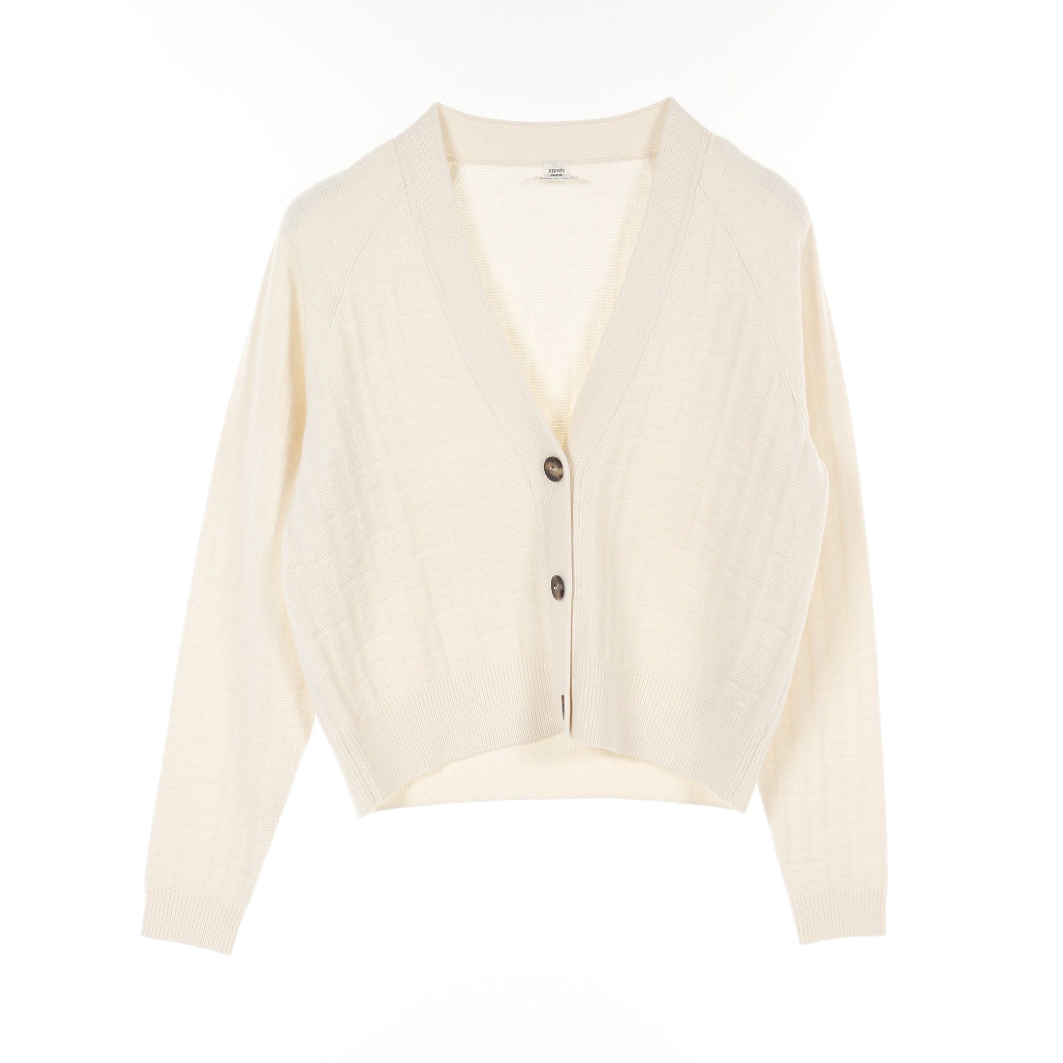 Hermes Hermes Serie Button H Pattern Cardigan Wool Ivory Size ONE SIZE - 1 Thumbnail