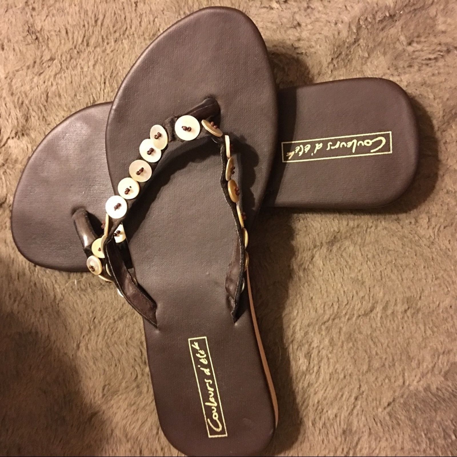 Other Couleurs d’ ete brown thong sandals beaded 8.5 Size US 8.5 / IT 38.5 - 4 Thumbnail