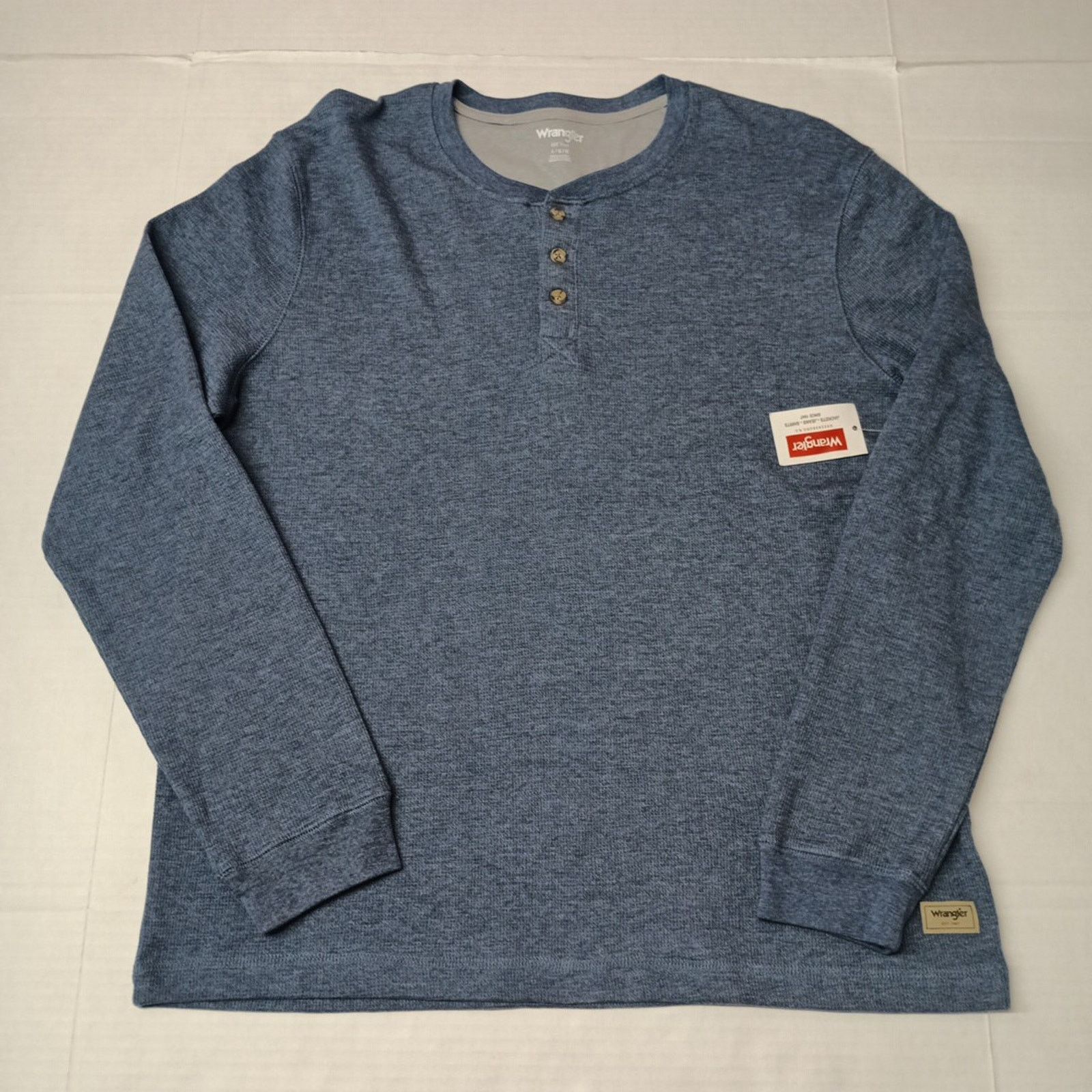 Wrangler Wrangler Henley Waffle Knit Thermal Shirt Men's L Large Blue Size US L / EU 52-54 / 3 - 1 Thumbnail