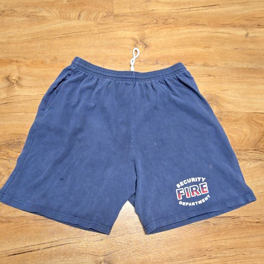 Anvil Vintage Security Fire Department Shorts Anvil Blue Graphic L Size US 32 / EU 48 - 1 Thumbnail