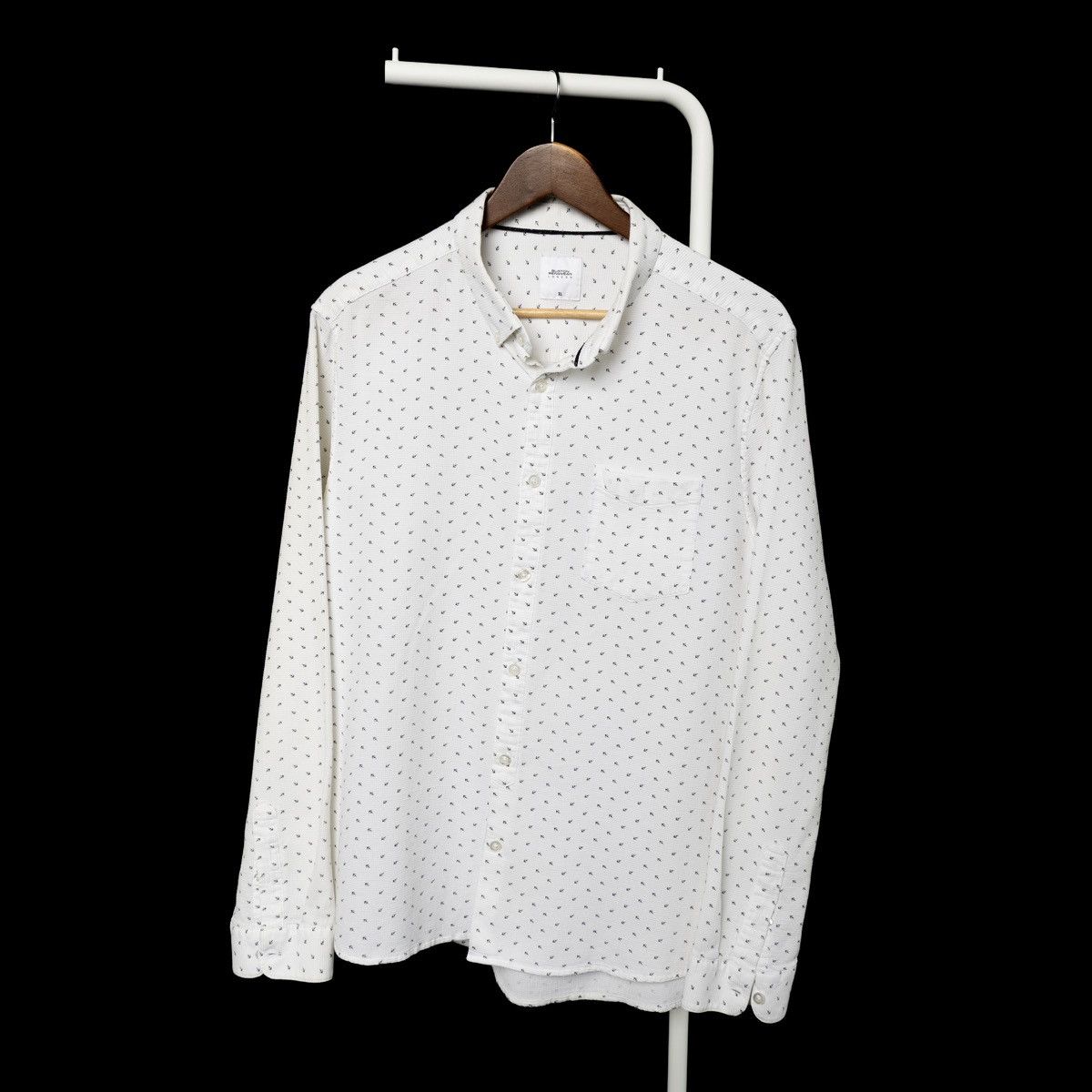 Burton Burton Menswear London Mens White Printed Button Down LS Size US XL / EU 56 / 4 - 1 Thumbnail