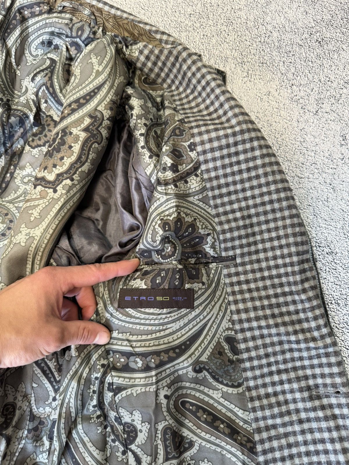 Etro ETRO Blazer 50IT40US Check Jacket Cotton Silk Paisley Lining Size 40R - 10 Thumbnail