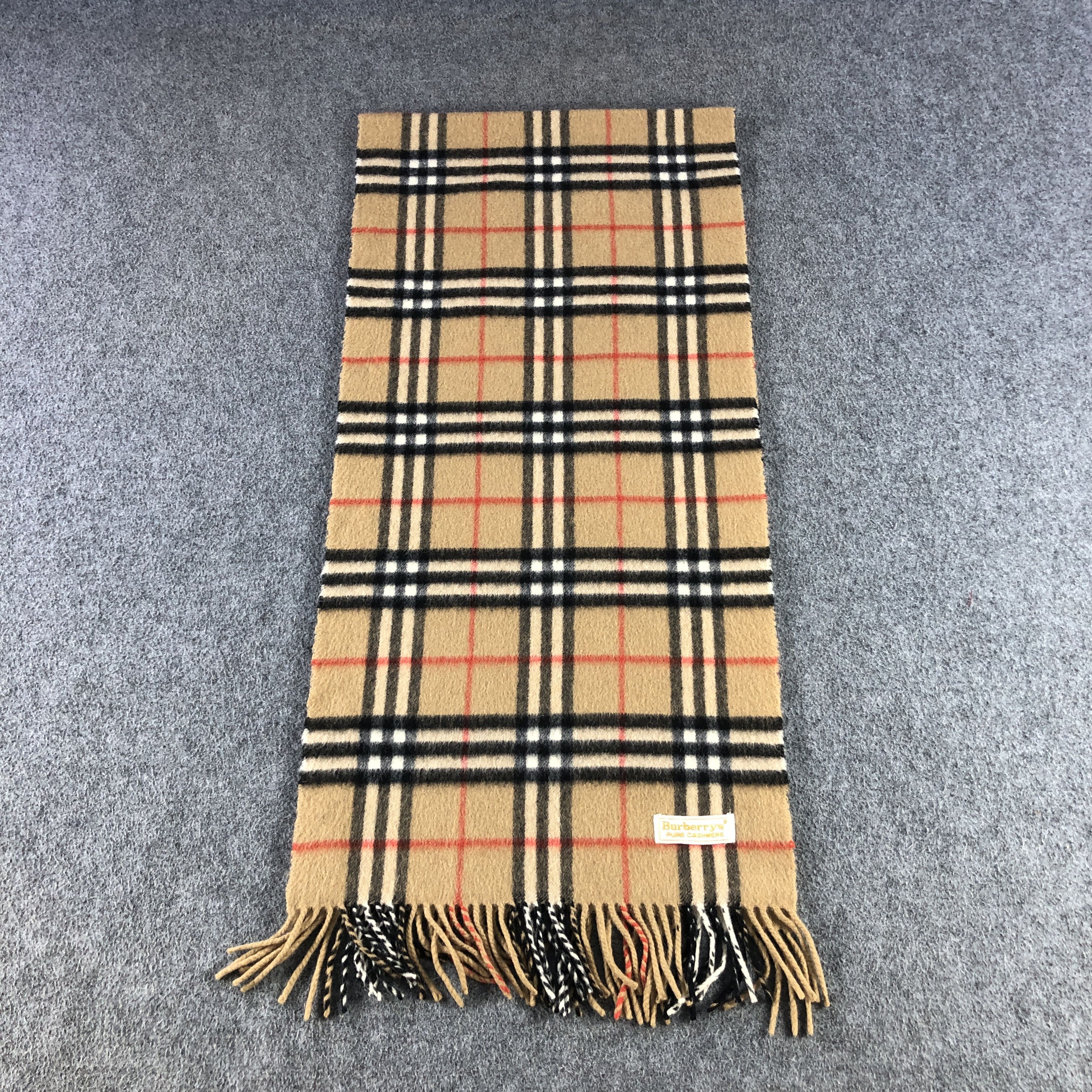 Burberry Burberry Tan Nova Check Cashmere Scarf Muffler V2849 Size ONE SIZE - 2 Thumbnail
