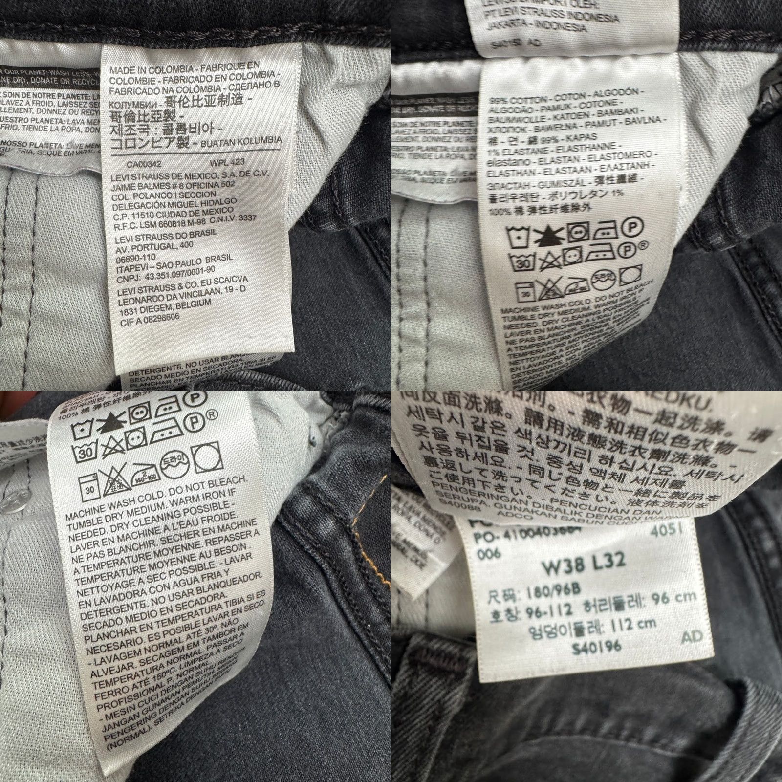 Levi's Levi's 514 Straight Leg Jeans Mens 38x32 Black Cotton Dark Wash Casual Size US 38 / EU 54 - 8 Thumbnail