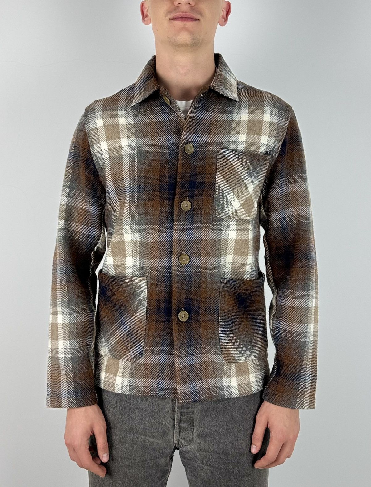 Folk Check Chore Overshirt Jacket