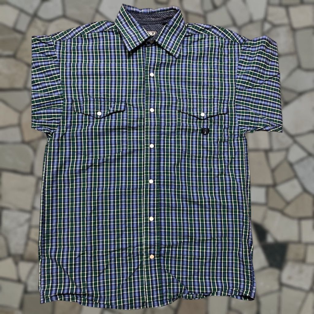 Vintage Panhandle Shirt Mens Tag Medium Plaid Cotton Pearl Snap Blue Green Western Size US M / EU 48-50 / 2 - 1 Thumbnail