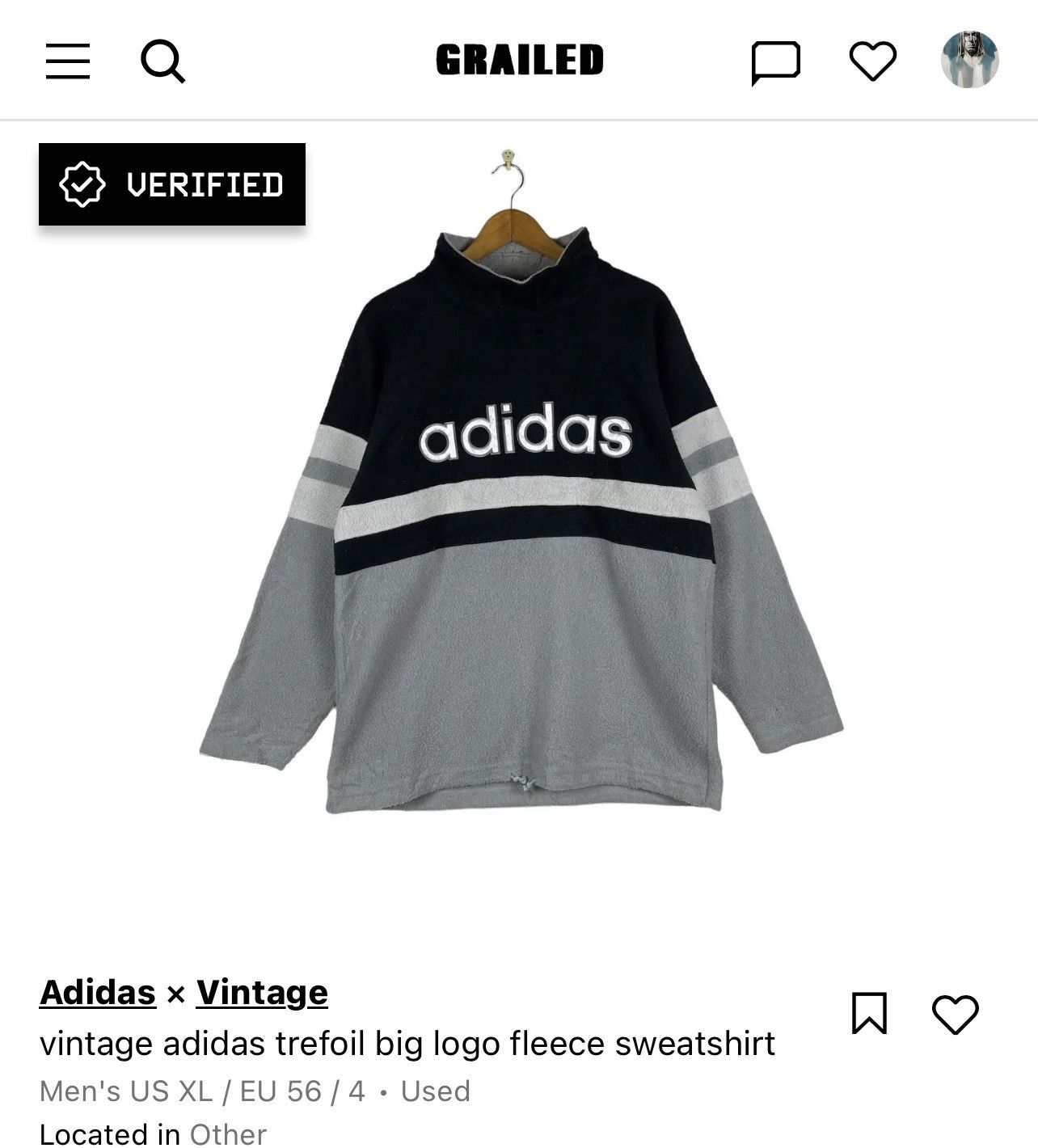 Adidas vintage adidas trefoil big logo fleece sweatshirt Size US XL / EU 56 / 4 - 9 Thumbnail