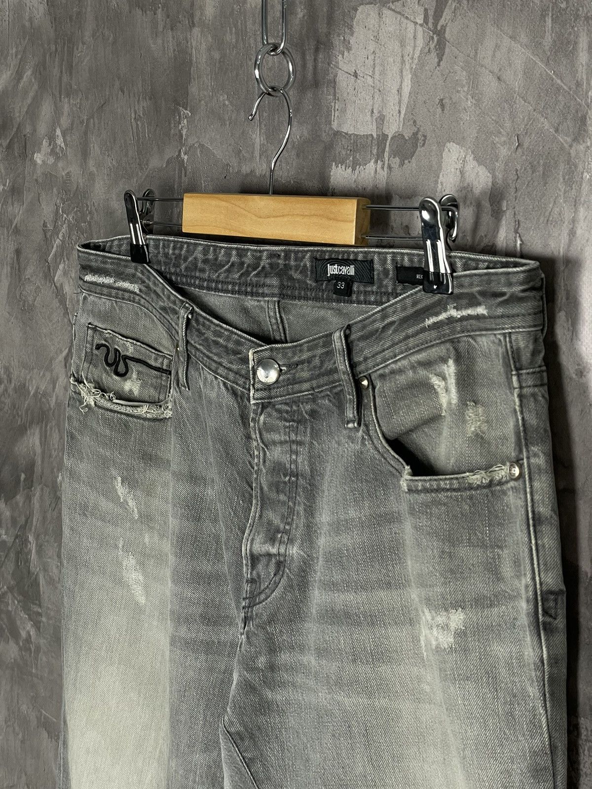 Just Cavalli × Vintage 00s Just Cavalli Vintage Y2K Glamour Retro Denim Pants Size US 33 - 13 Thumbnail