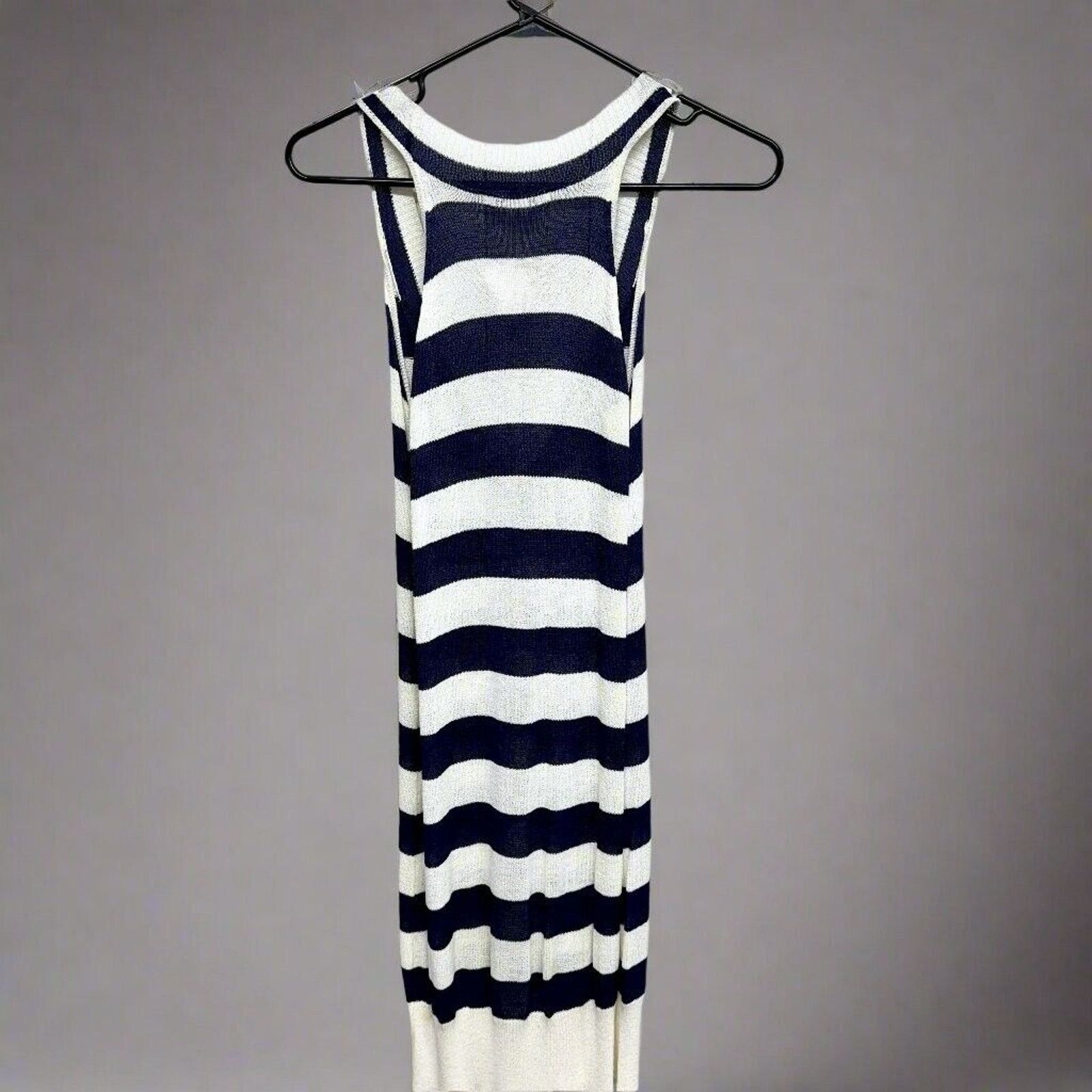 Adam Lippes Adam Lippes White Navy Stripe Sleeveless Knit Maxi Dress XS Size XS / US 0-2 / IT 36-38 - 7 Thumbnail