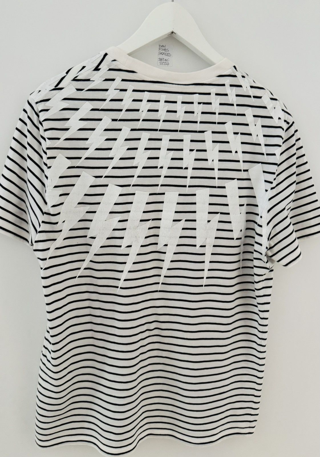Neil Barrett NEIL BARRETT FAIR ISLE THUNDERBOLT STRIPE TEE BJT364B G553S Size US M / EU 48-50 / 2 - 2 Thumbnail