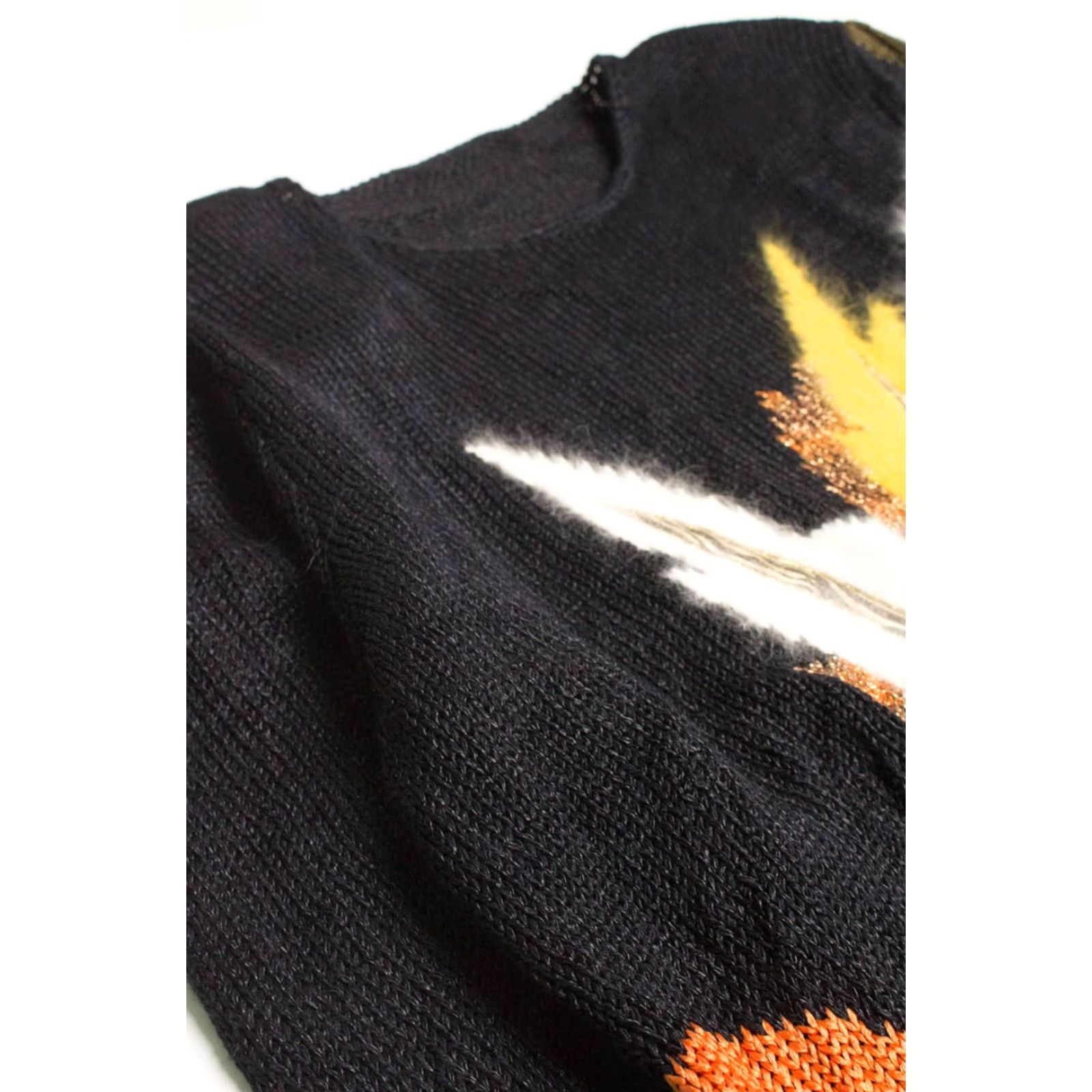Vintage VINTAGE Black Sweater Unisex Medium Feather Design Pullover 80s 3620 Size M / US 6-8 / IT 42-44 - 2 Thumbnail