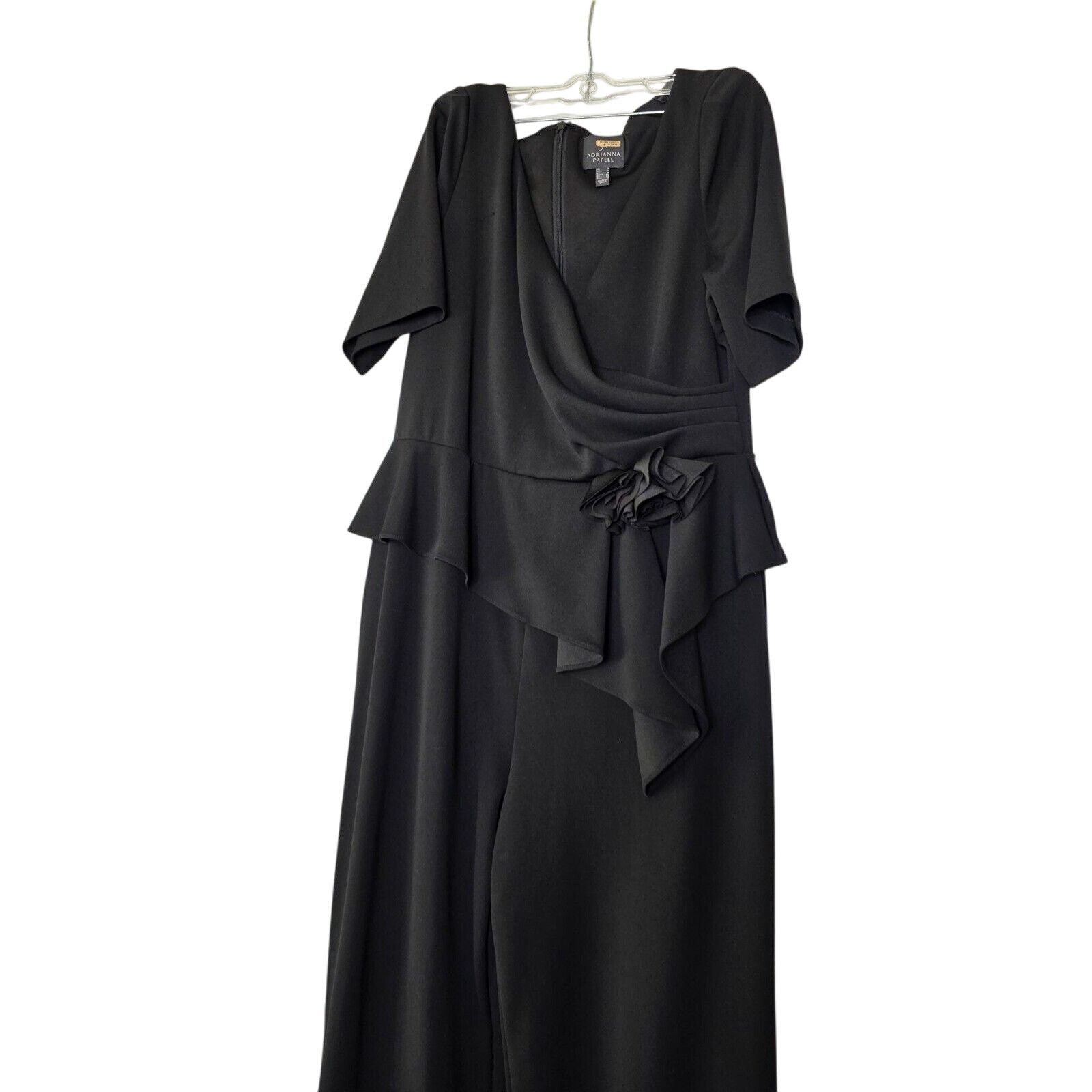 Adrianna Papell ADRIANNA PAPELL Womens Black Gathered Jumpsuit Size 42" / US 20 - 6 Thumbnail