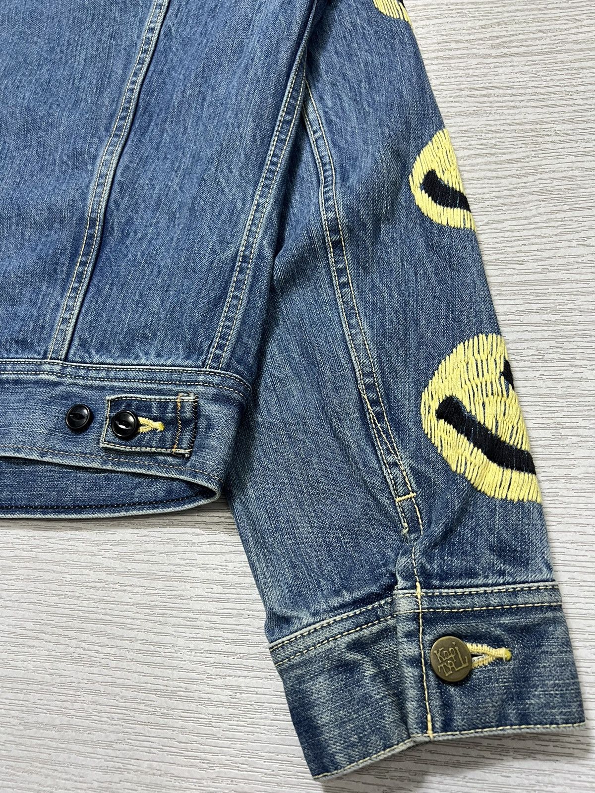 Kapital Kapital 14oz Westerner Long Washed Smiley Denim Jacket Size US XXS / EU 40 - 15 Thumbnail