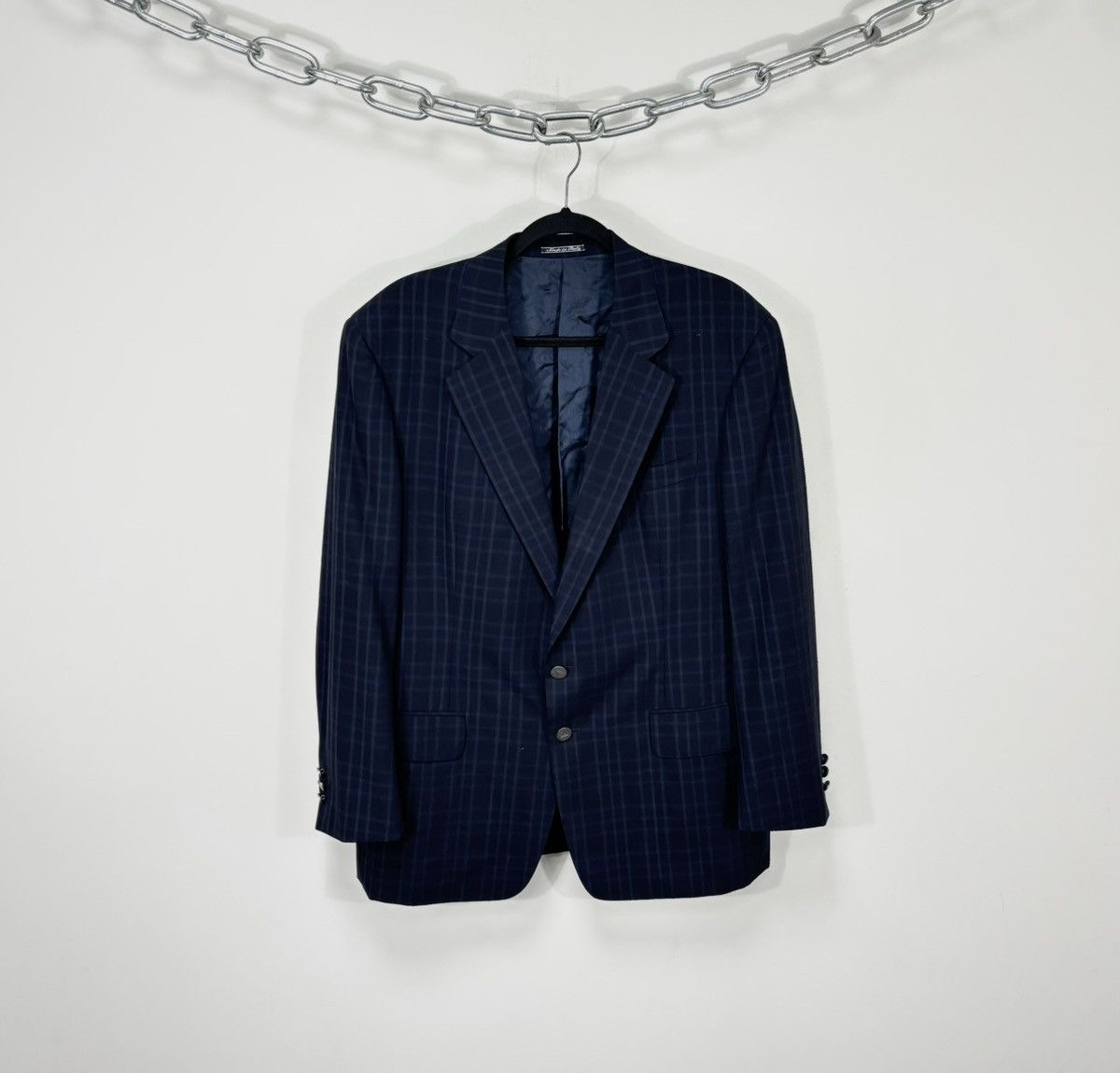 Aquascutum Aquascutum Men’s Windowpane Fine Worsted Wool Blazer Jacket Size 44R - 1 Thumbnail