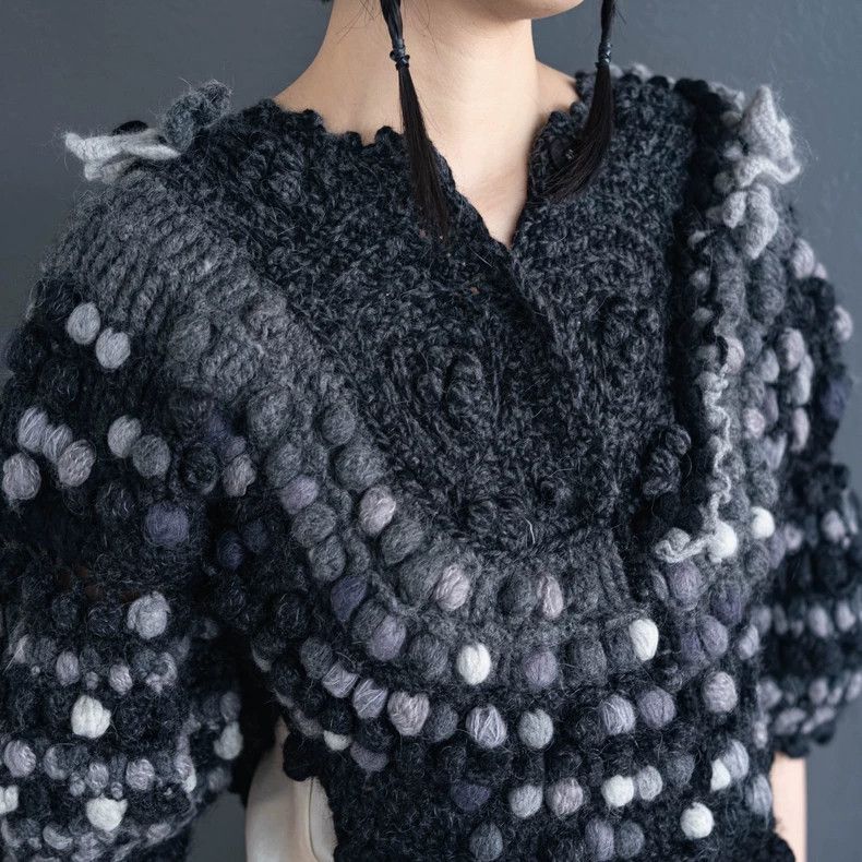 Kenzo KENZO Vintage knitted cloak jacket with beautiful puffer d Size S / US 4 / IT 40 - 6 Thumbnail