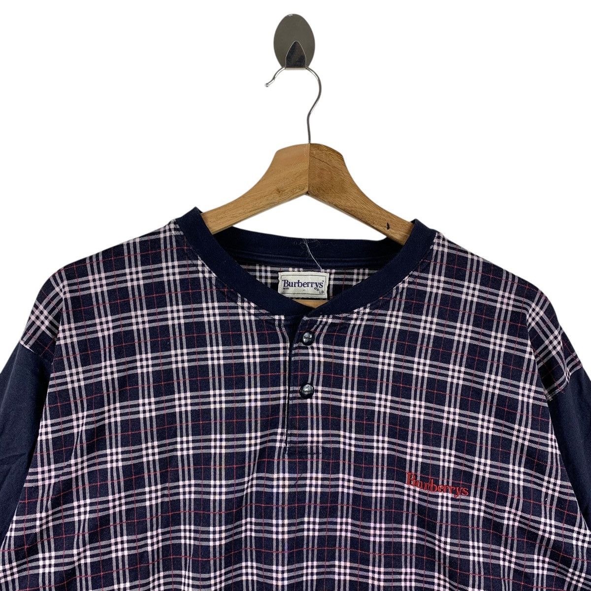 Burberry Vintage Burberrys of London Plaid Henley Sweatshirt Size US L / EU 52-54 / 3 - 2 Thumbnail