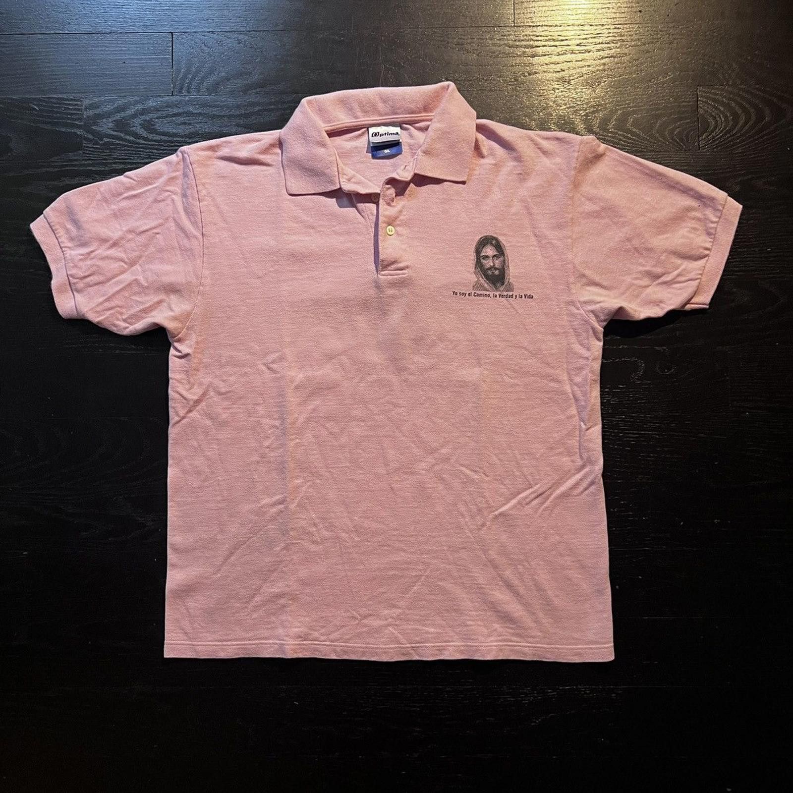 Vintage Vintage Pink Jesus Spanish Church Music Polo Size US L / EU 52-54 / 3 - 1 Thumbnail