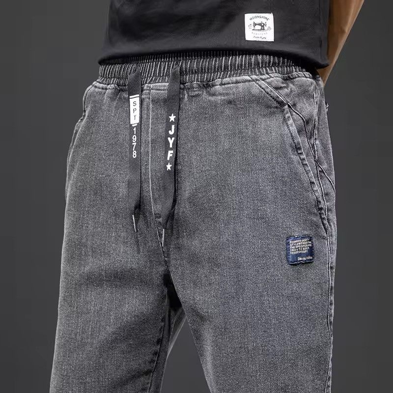 Japanese Brand Elastic Waist Black Cargo Jeans Men Size US 31 - 7 Thumbnail