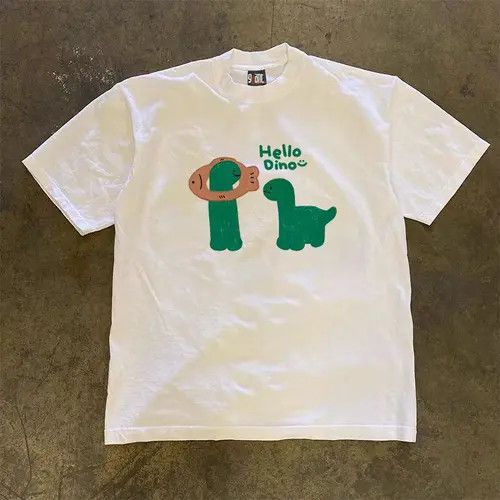 Japanese Brand Misaki x moto Dinosaur pattern white street retro t-shirt Size US M / EU 48-50 / 2 - 3 Thumbnail