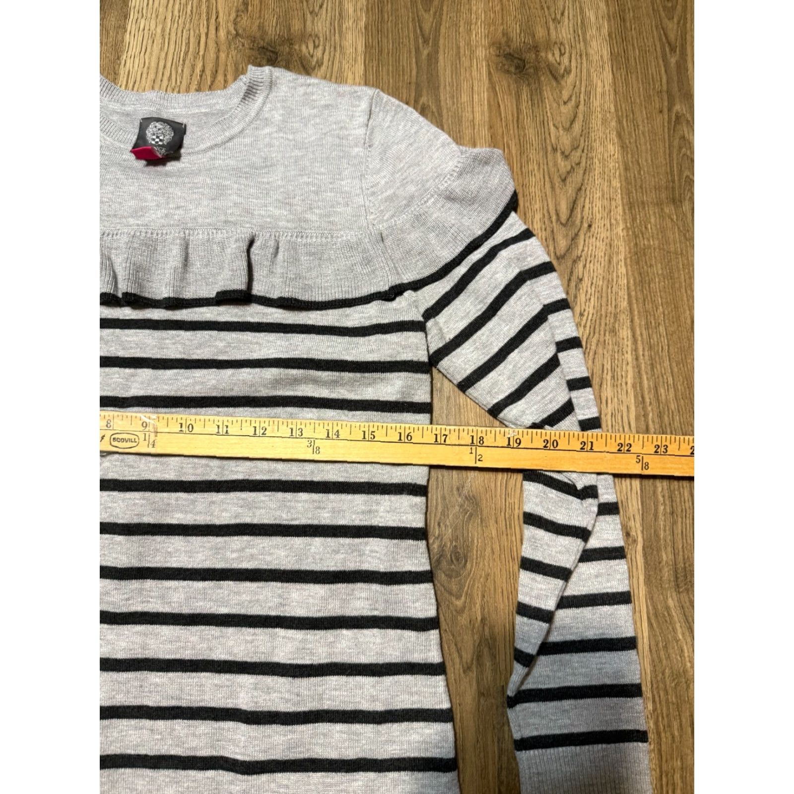 Vince Camuto Vince Camuto Dress Womens Medium Gray Black Striped Sweater Dress Knit Knee Length Long Sleeve Pullover Casual Classic - Womens Size M / US 6-8 / IT 42-44 - 3 Thumbnail