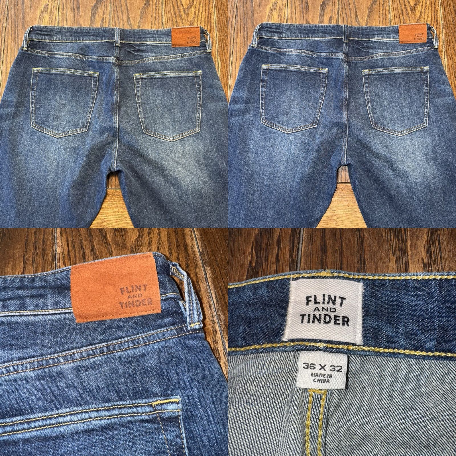 Vintage Flint & Tinder Slim Fit Jeans 36x32 Straight Leg Medium Wash Blue Denim Jeans - Men Size US 36 / EU 52 - 8 Thumbnail