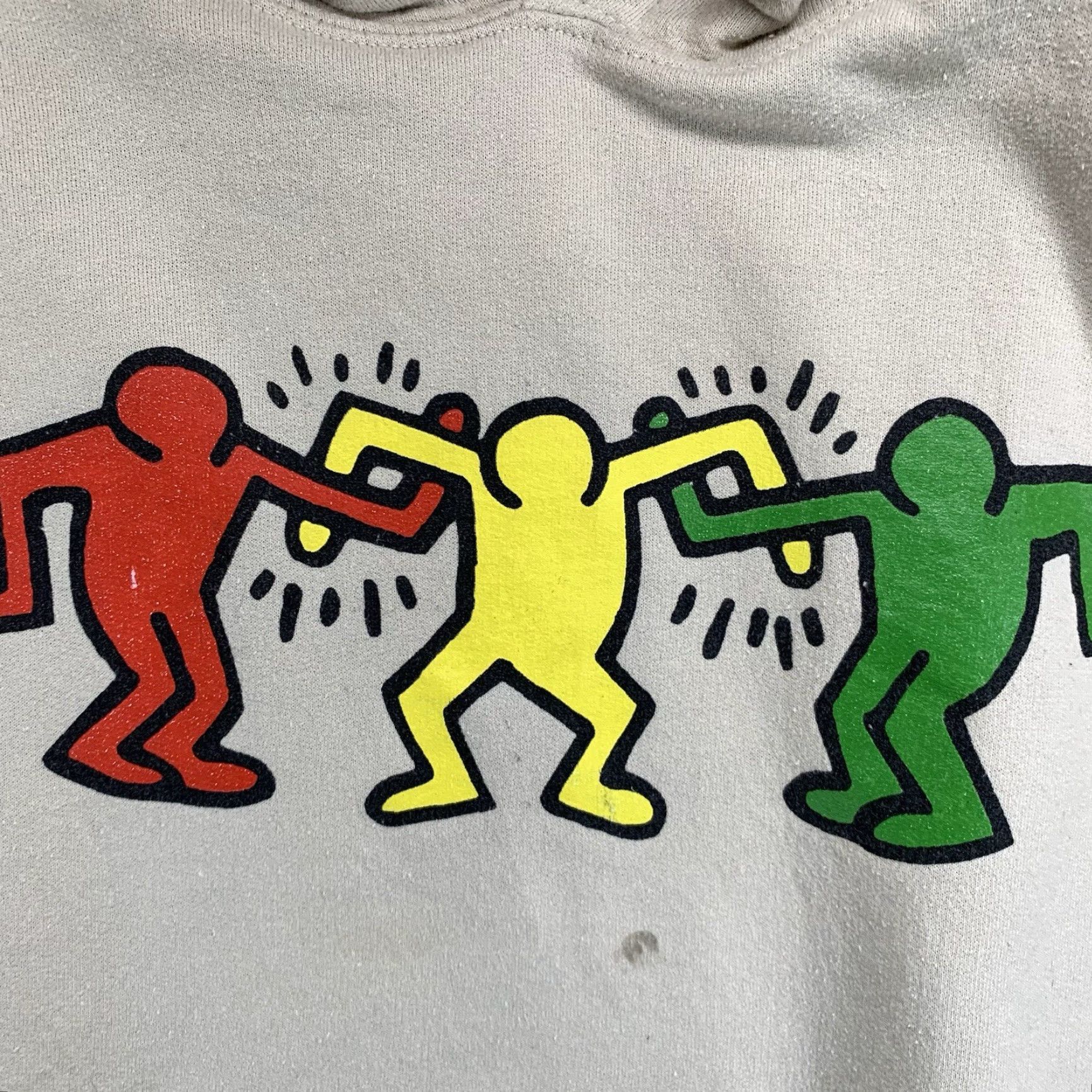 Vintage VINTAGE Keith Haring Hoodie Unisex Adults Medium Beige Art Sweatshirt 80s 90s Graphic Print Pullover Size US M / EU 48-50 / 2 - 3 Thumbnail