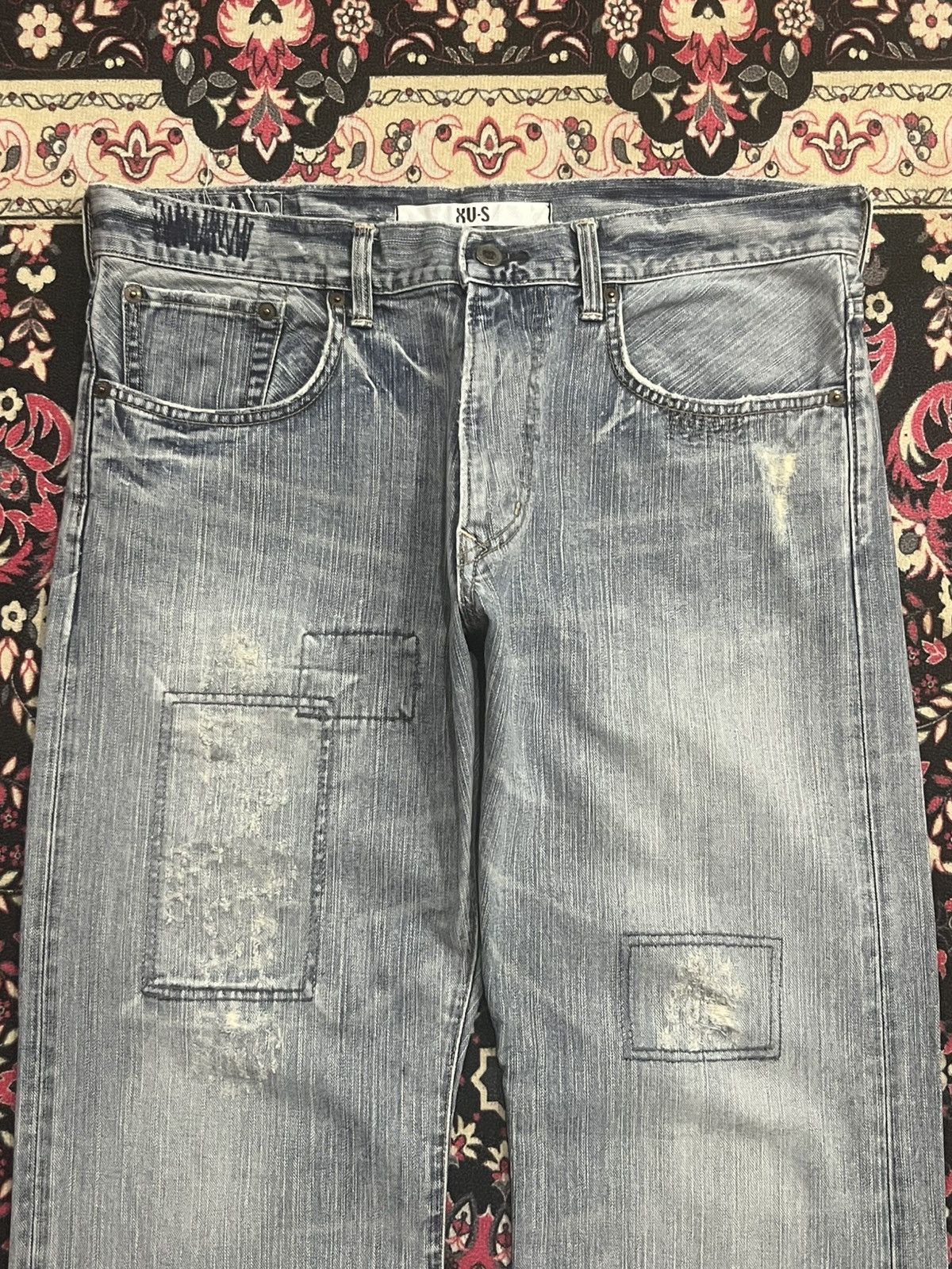 Edwin Vintage Edwin XVS Light Blue Sashiko Patchwork Loose Jeans Size US 34 / EU 50 - 4 Thumbnail