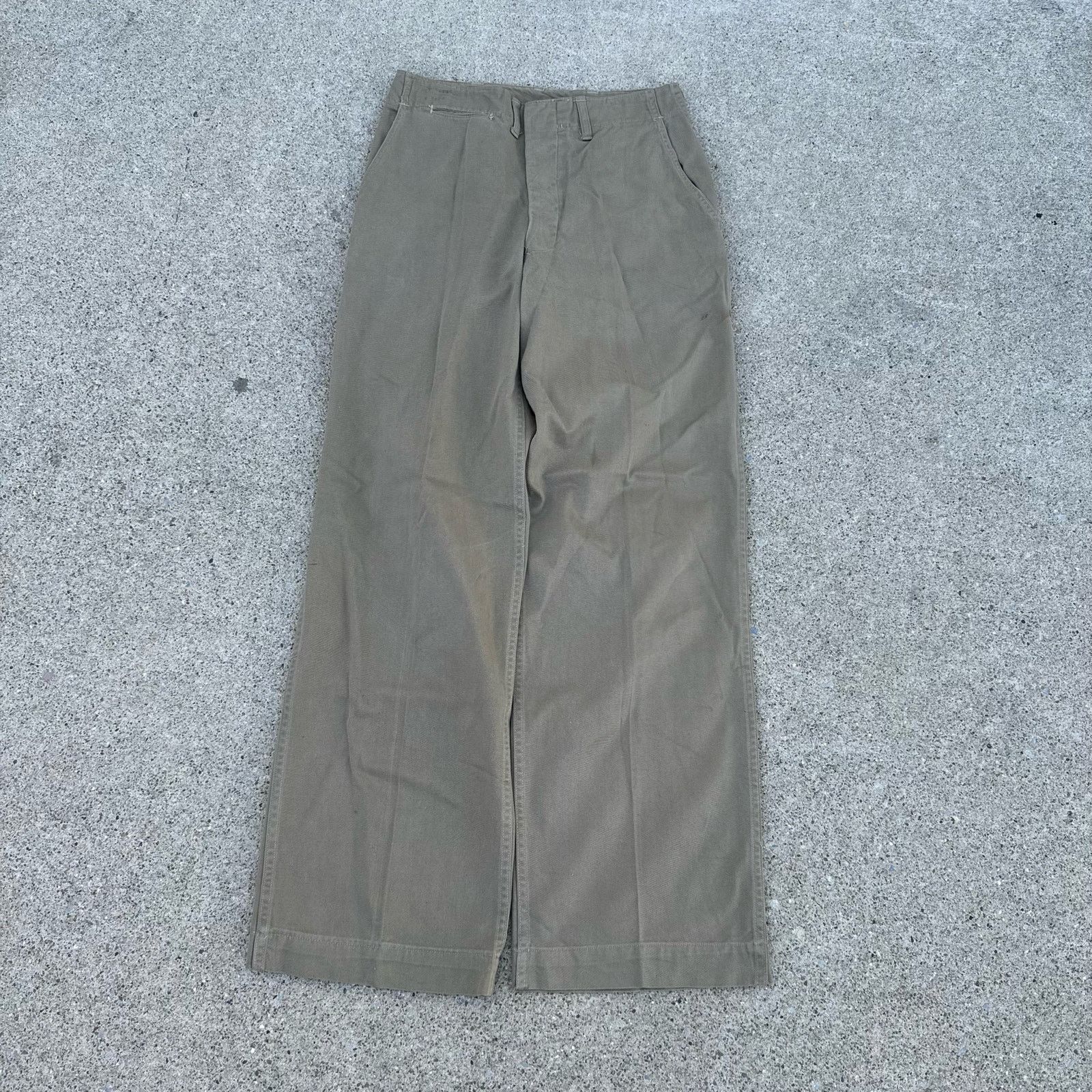 Vintage Original WWII US Army Khaki Trousers Size US 28 / EU 44 - 1 Thumbnail