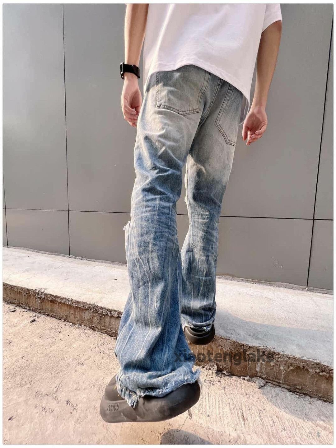 Jean zx washed faded bootcut ripped Balenciaga alyx style jeans Size US 34 / EU 50 - 1 Thumbnail