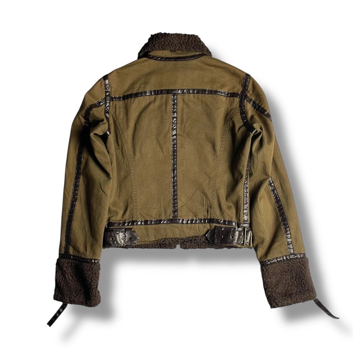 Von Dutch 🇯🇵 VINTAGE VON DUTCH COTTON + LEATHER FUR PUNK CROP JACKET Size L / US 10 / IT 46 - 2 Thumbnail