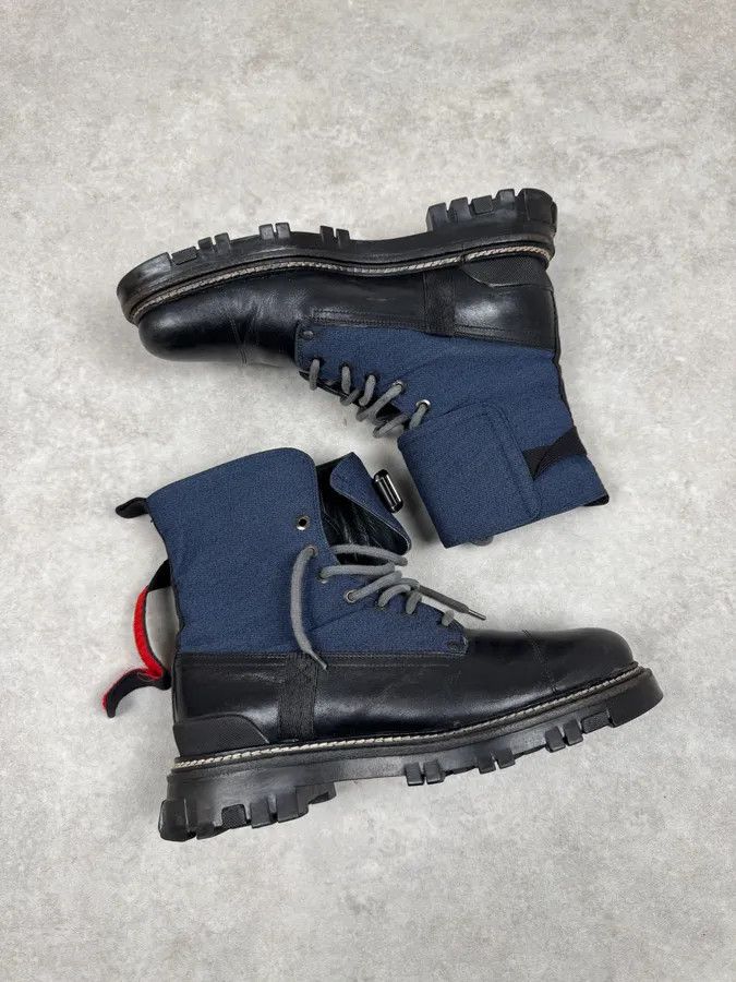 Prada 2000s Prada Black Leather Navy Boots Size US 7.5 / EU 40-41 - 6 Thumbnail