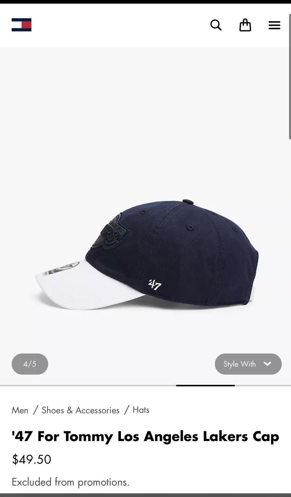 47 Brand × Tommy Hilfiger '47 For Tommy Los Angeles Lakers Cap Size ONE SIZE - 8 Thumbnail