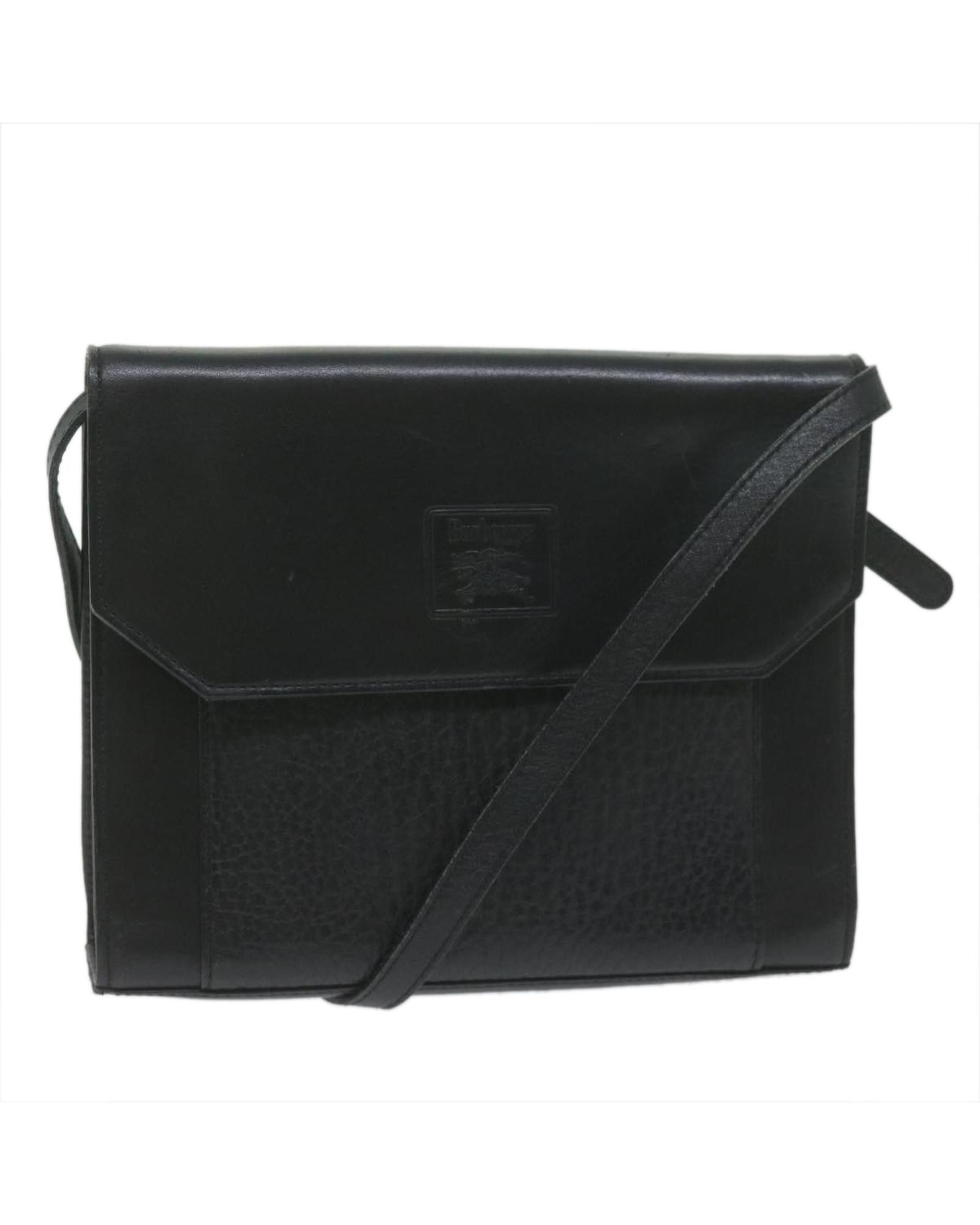 image of Burberry Black Leather Shoulder Bag With Adjustable Strap - Pre-Owned, Women's