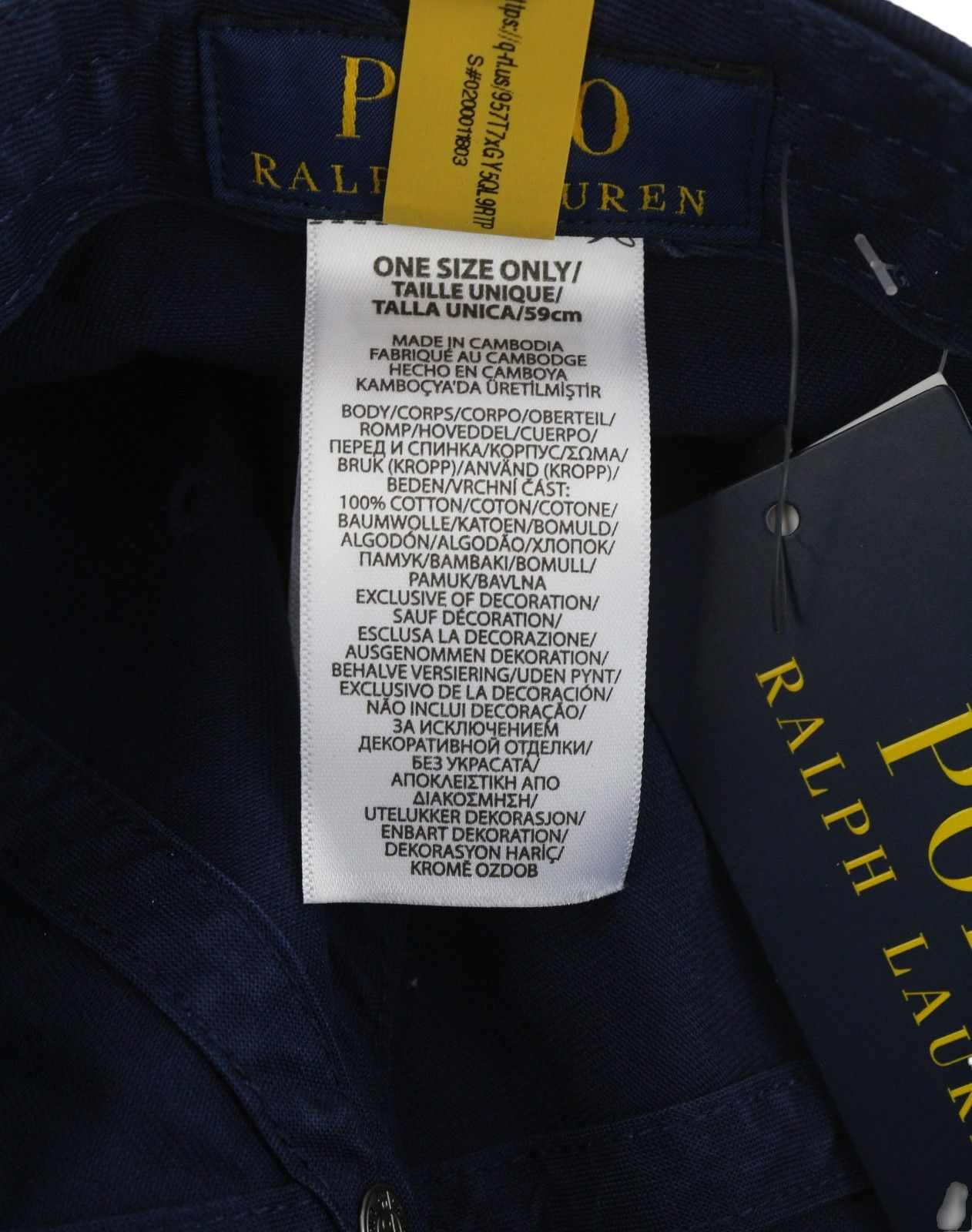 Polo Ralph Lauren 59 CM Dark Blue FRA P.R.F.C. Logo Baseball Cap 84670 Size ONE SIZE - 10 Thumbnail