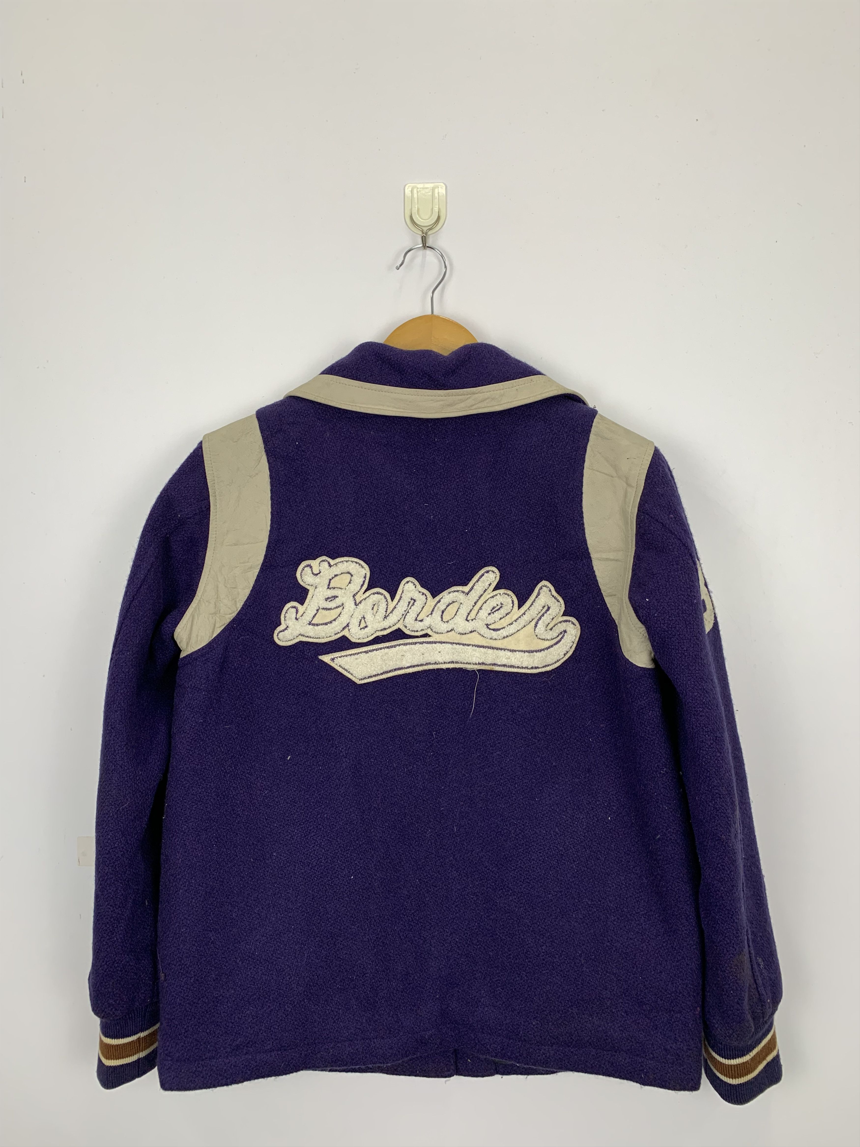 Vintage Vintage 80s Wool Leather Varsity Jacket Purple V0452 Size US M / EU 48-50 / 2 - 3 Thumbnail