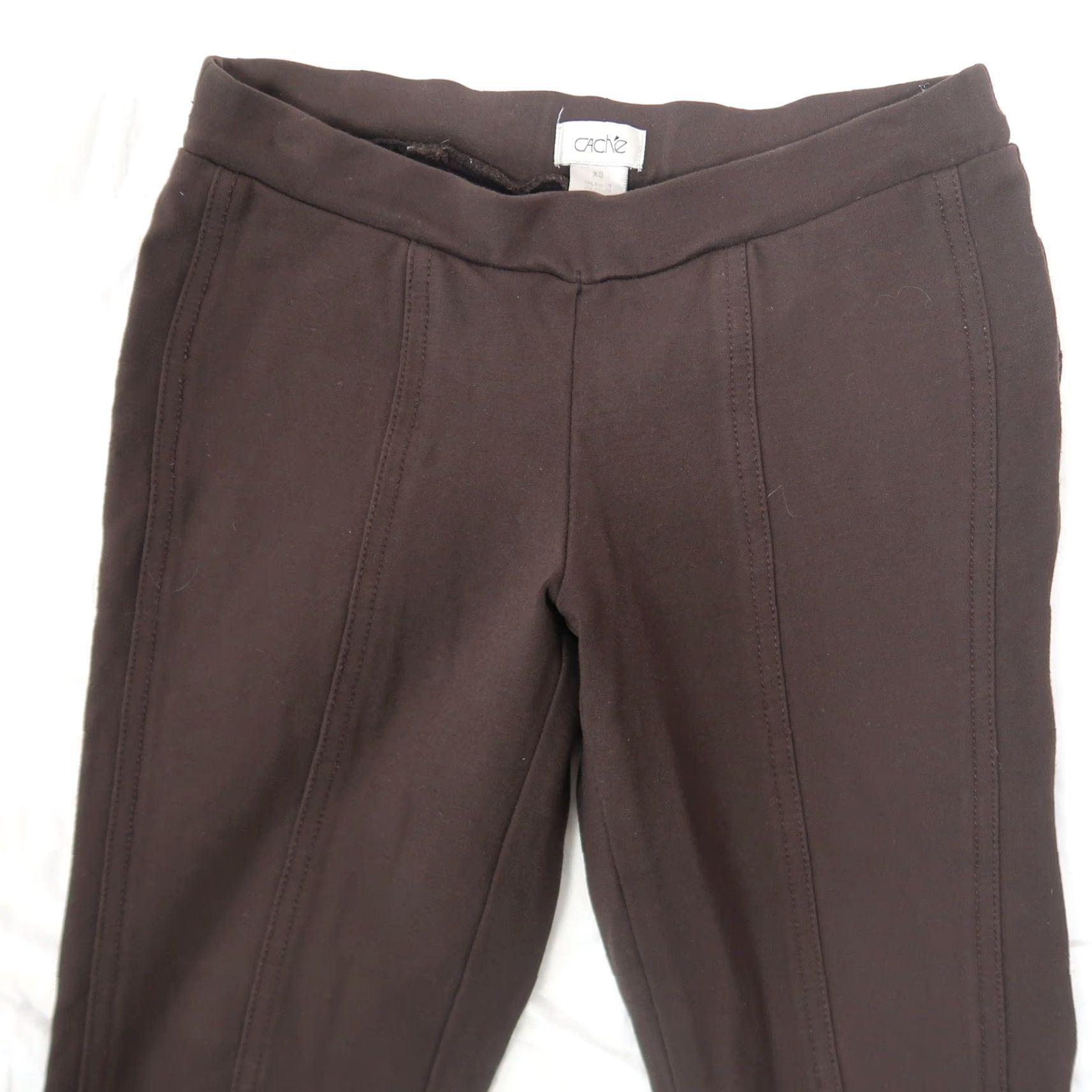 Vintage VINTAGE Caché Brown Low Rise Crop Leggings XS Women Tie none? Size 26" / US 2 / IT 38 - 2 Thumbnail