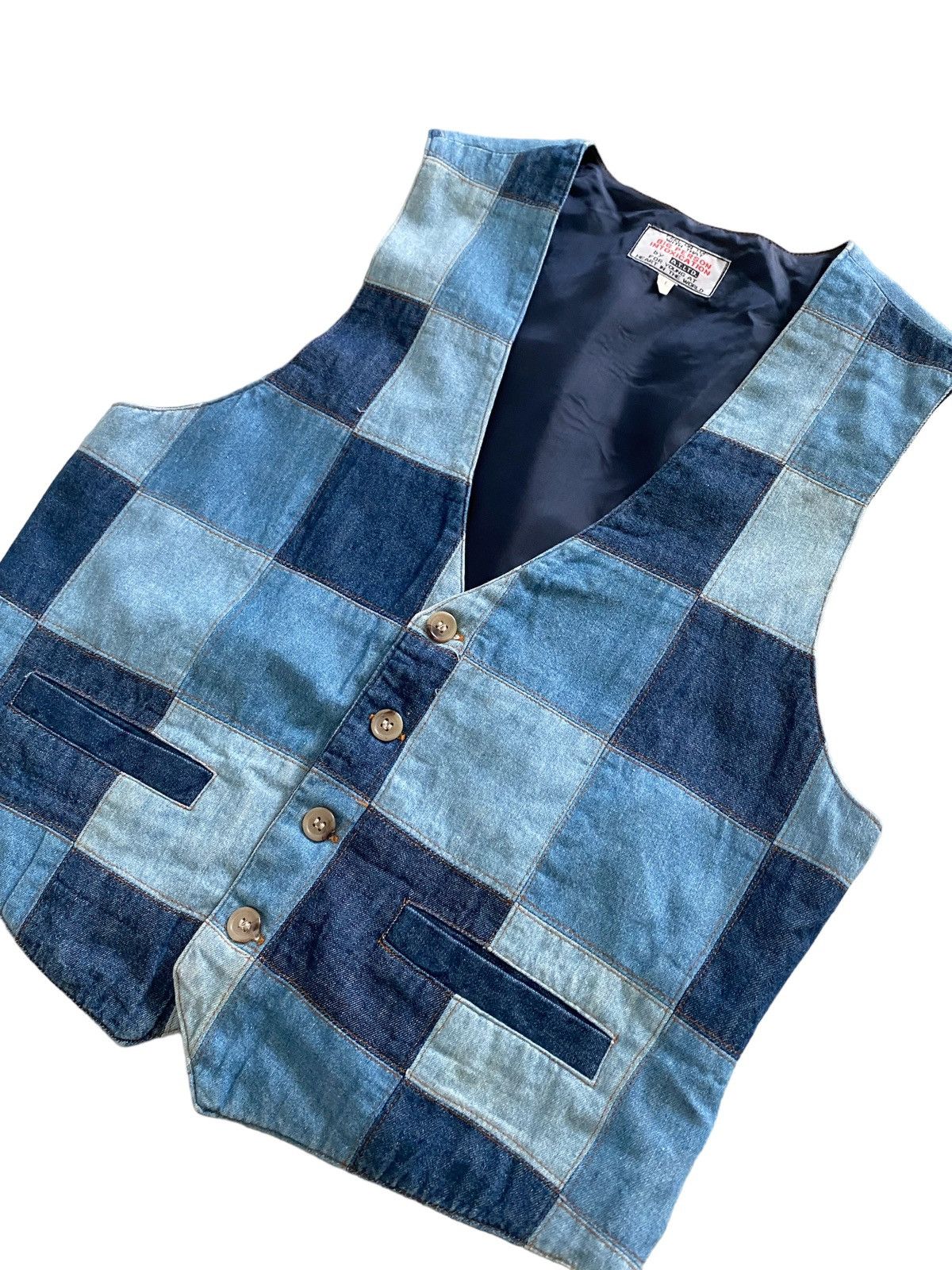 Indigo × Japanese Brand × Kapital Kountry Vintage A.T.L.D Patchwork Denim Vest Indigo nice design Size US M / EU 48-50 / 2 - 3 Thumbnail