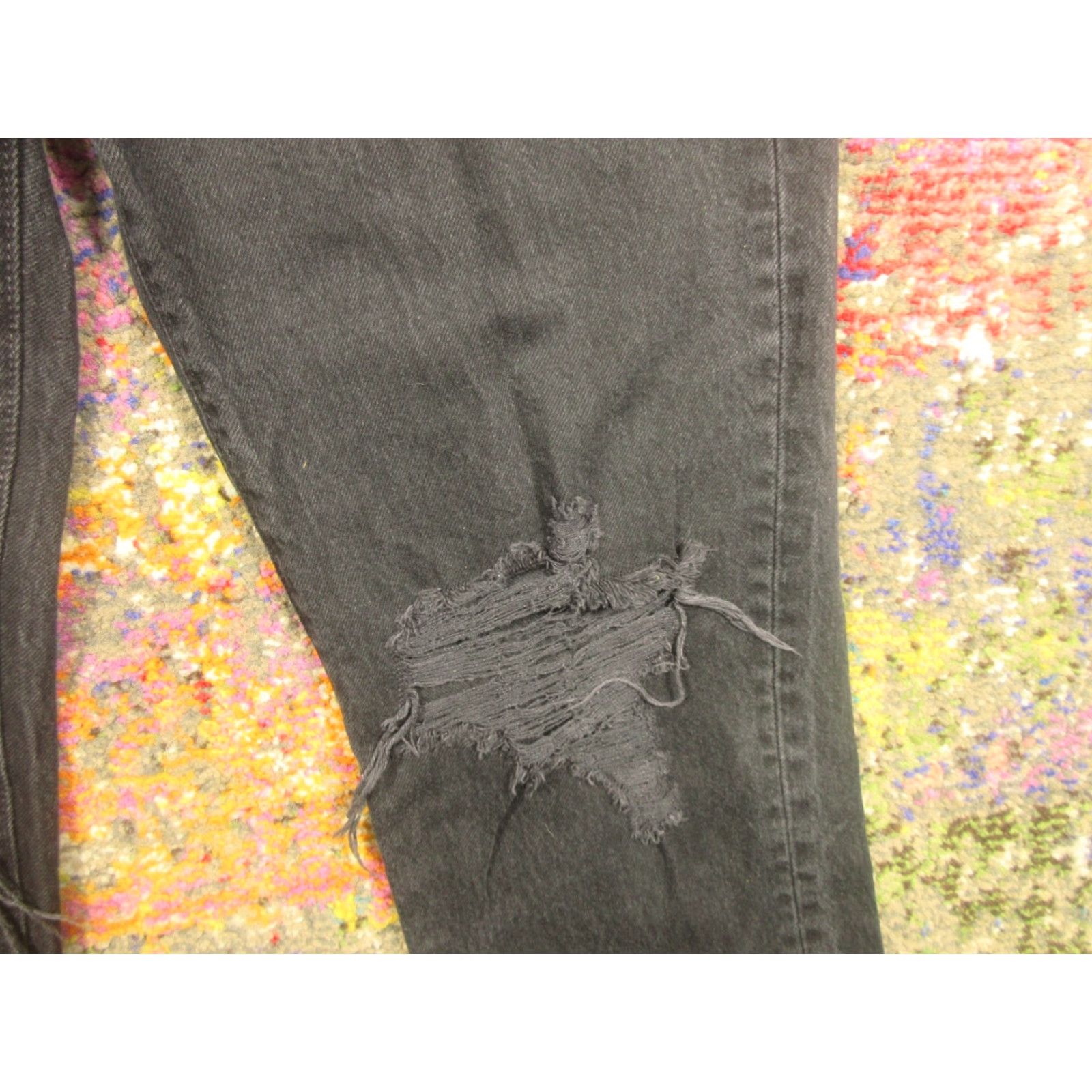 SLVRLAKE SLVRLAKE Jeans Womens 27 London Distressed Straight Cropped 100% Cotton Black Denim Size 27" / US 4 / IT 40 - 7 Thumbnail