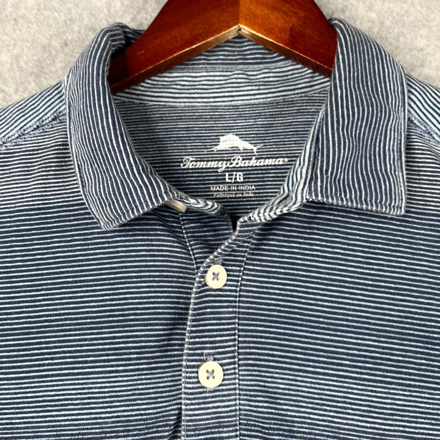 Tommy Bahama Tommy Bahama Polo Shirt Mens L Blue Striped Embroidered Logo Casual Shirt Size US L / EU 52-54 / 3 - 4 Thumbnail