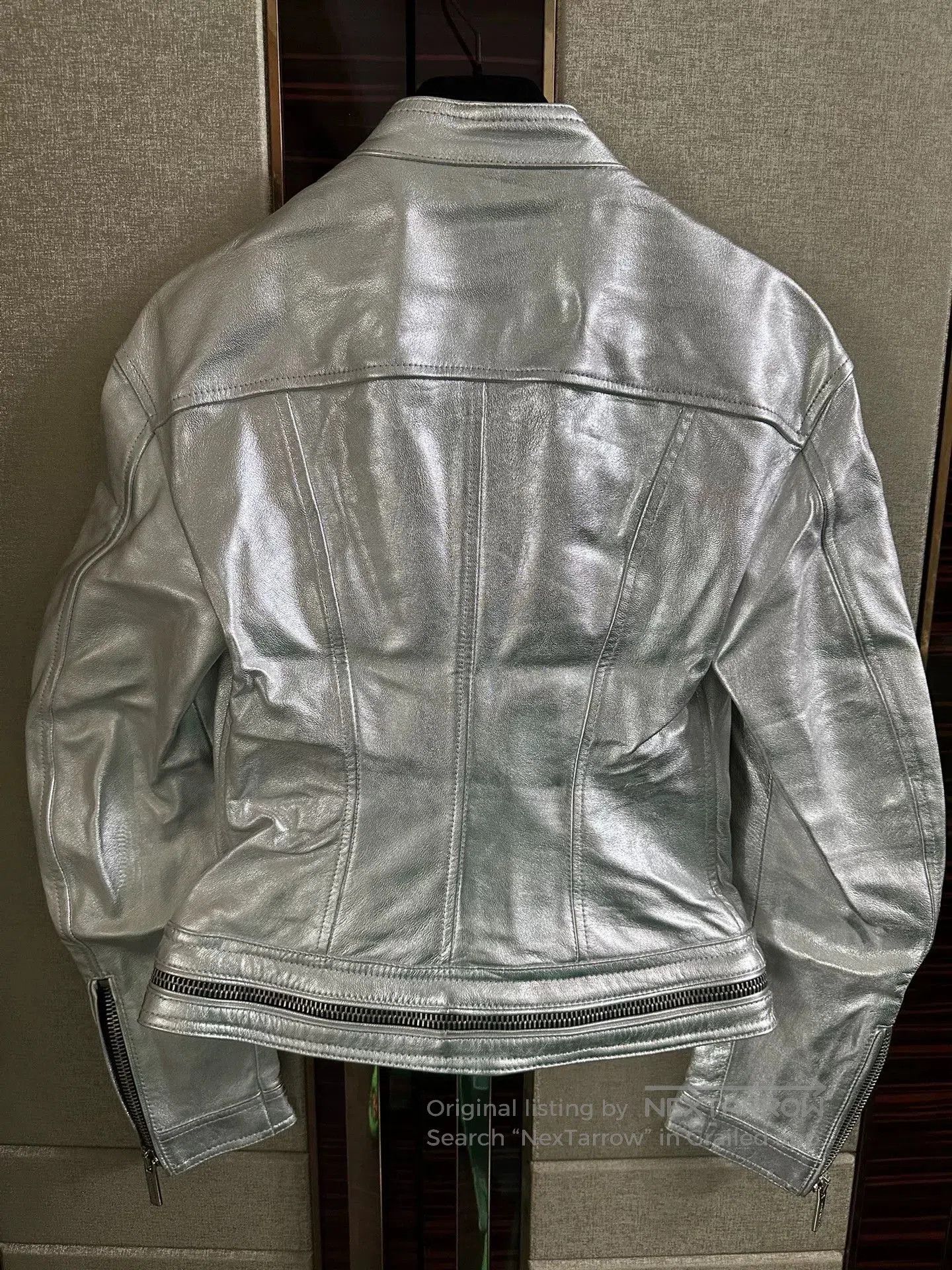 Dsquared2 DSQUARED2 Women's Silver Leather Jacket. Size XS / US 0-2 / IT 36-38 - 2 Thumbnail