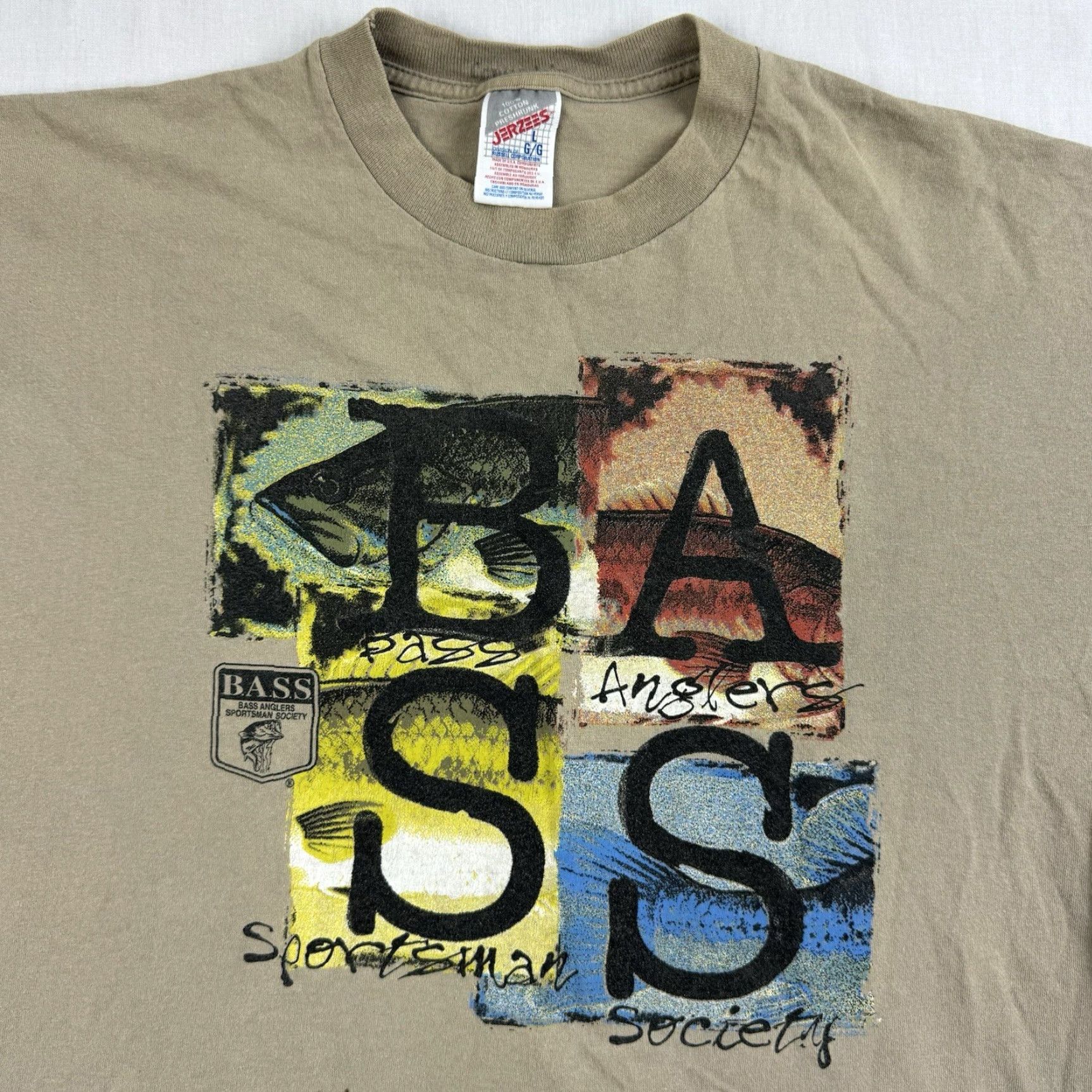 Jerzees VINTAGE Jerzees Bass Anglers Sportsman Society T Shirt Adult Large Brown Fishing Bass Mens Shirt 90s Outdoor Sportsman Size US L / EU 52-54 / 3 - 2 Thumbnail