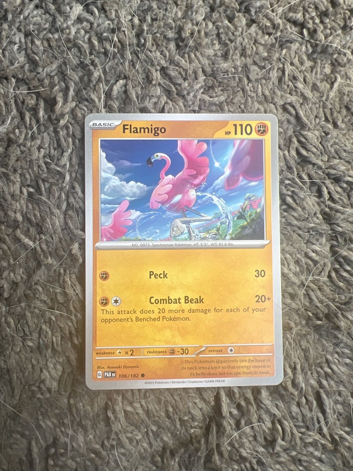 Pokemon 2023 Pokémon Flamigo Basic Card Size ONE SIZE - 1 Thumbnail