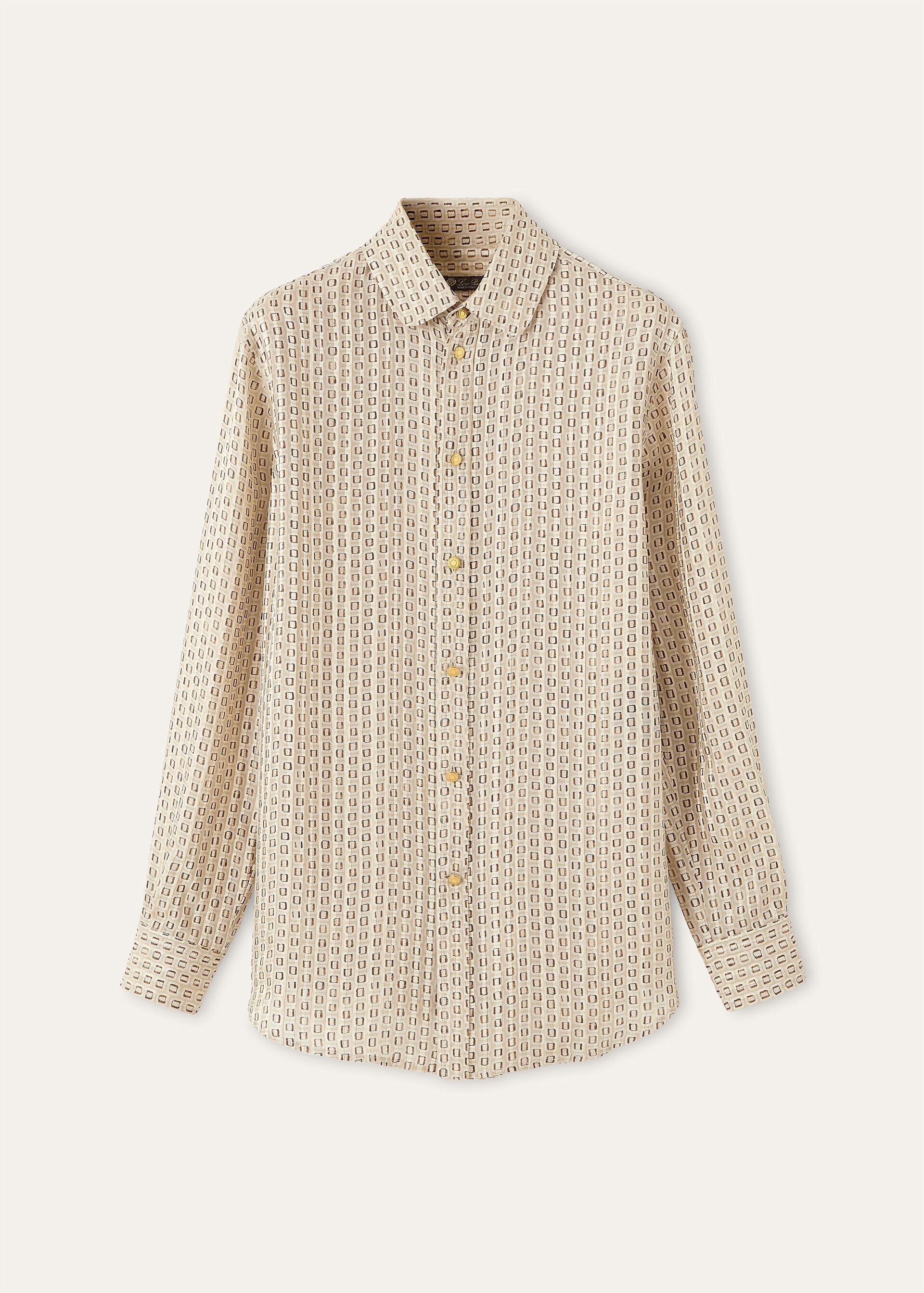 Loro Piana os11x0426 FAQ5896 Thea Shirt in Ivory/Brown Size XS / US 0-2 / IT 36-38 - 1 Thumbnail