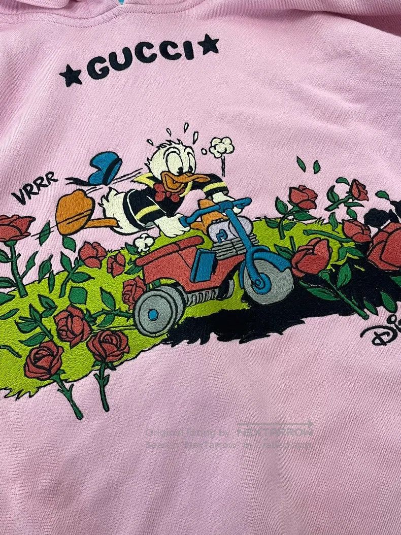 Gucci Gucci Pink Donald Duck Embroidered Printed Hooded Sweatshi Size S / US 4 / IT 40 - 2 Thumbnail